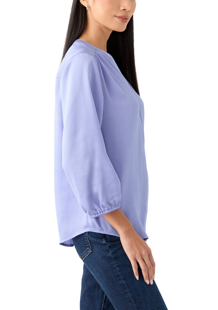 Womens Henley Solid Top