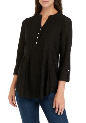 Kim Rogers® Women's 3/4 Sleeve Textured Henley Shirt | belk