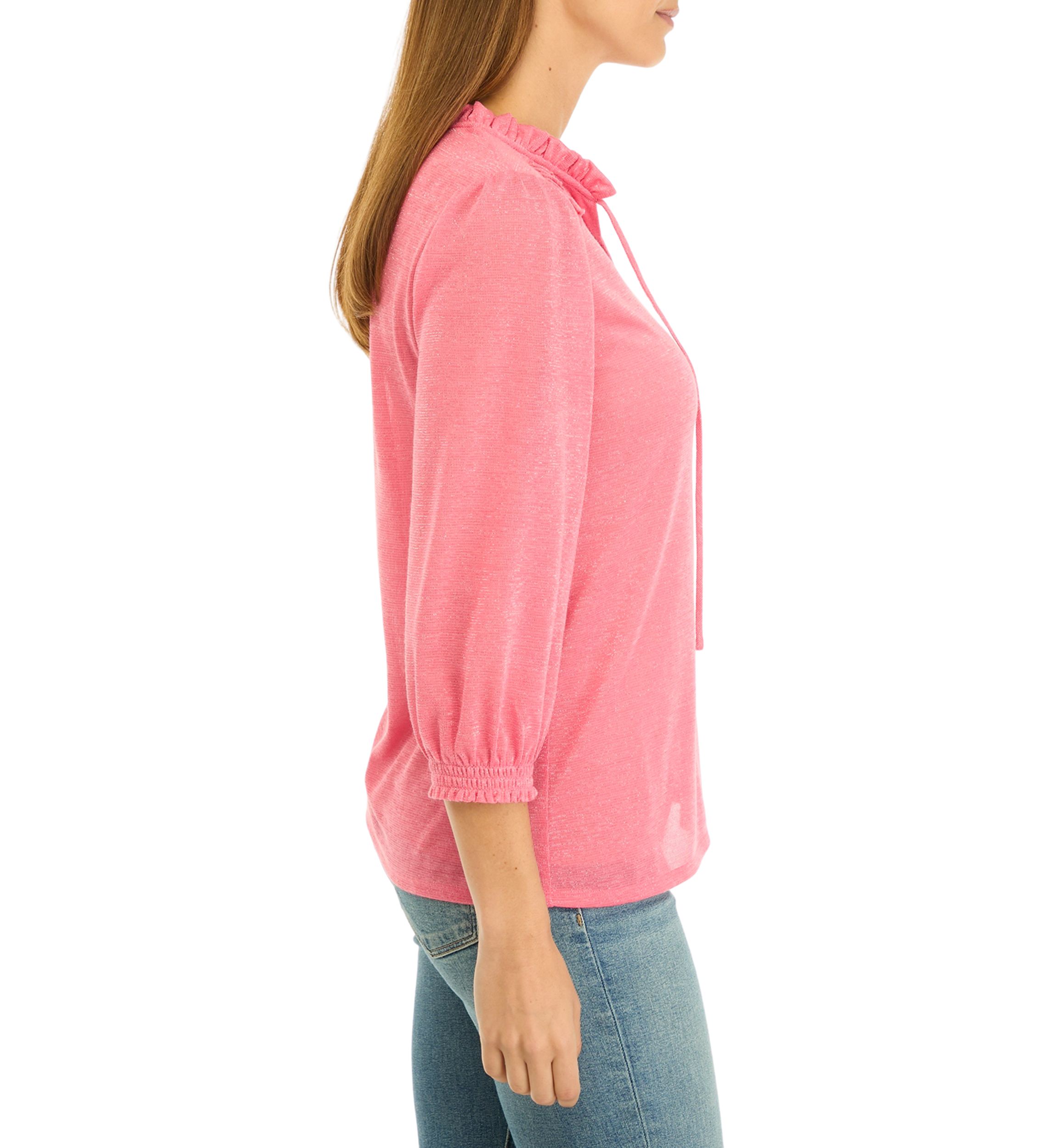 Womens 3/4 Sleeve Hacci Peasant Top 
