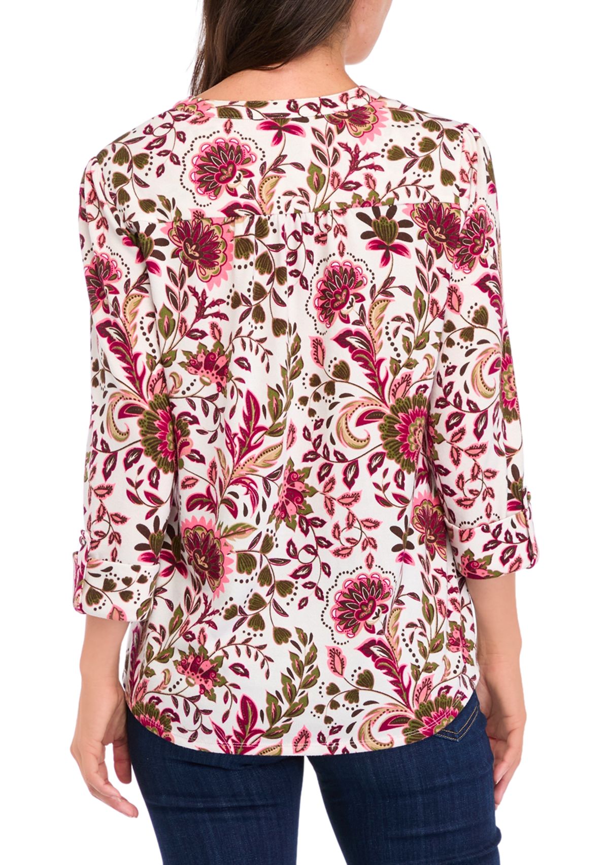 Womens Printed Knit Henley Shirt