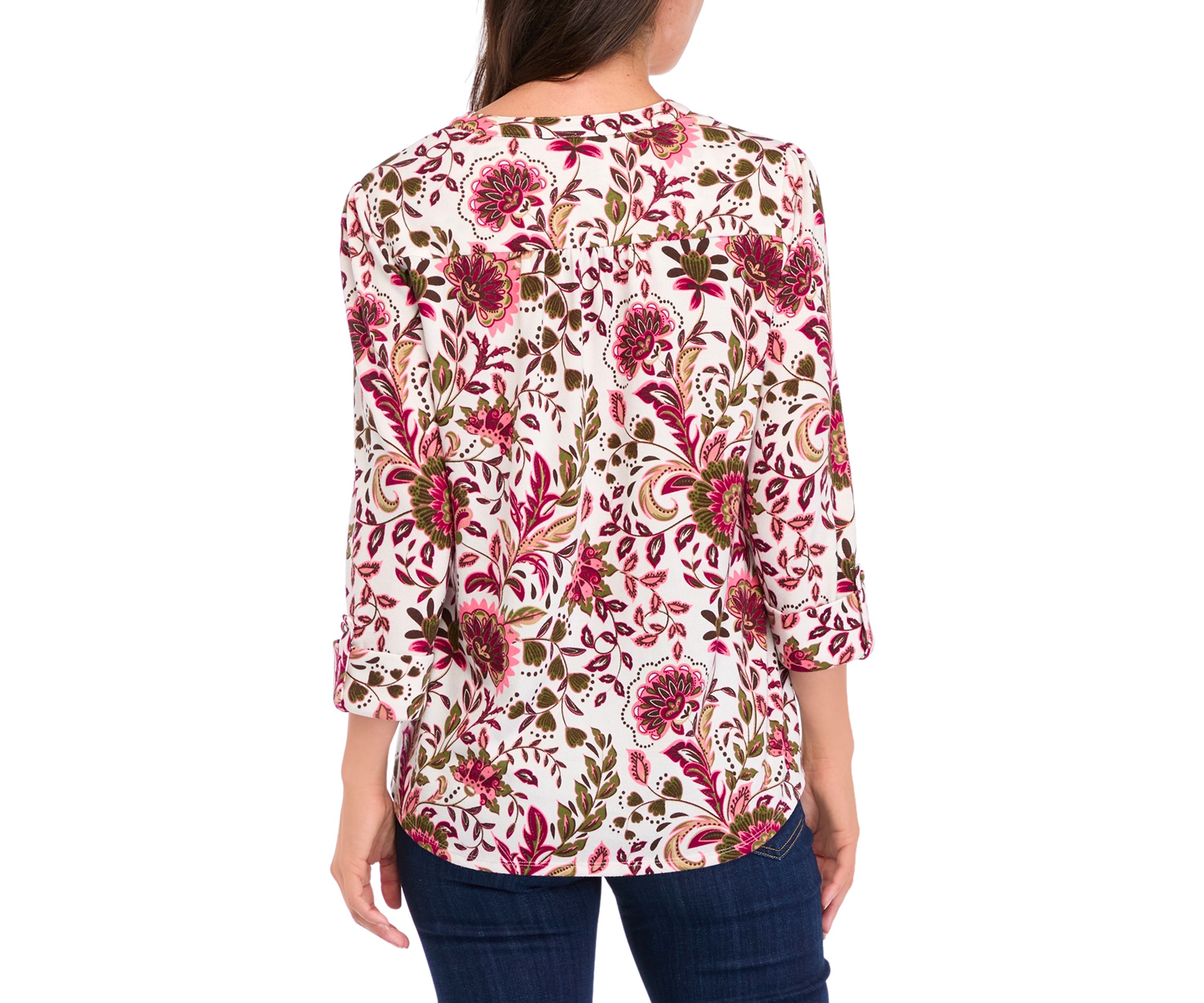 Womens Printed Knit Henley Shirt