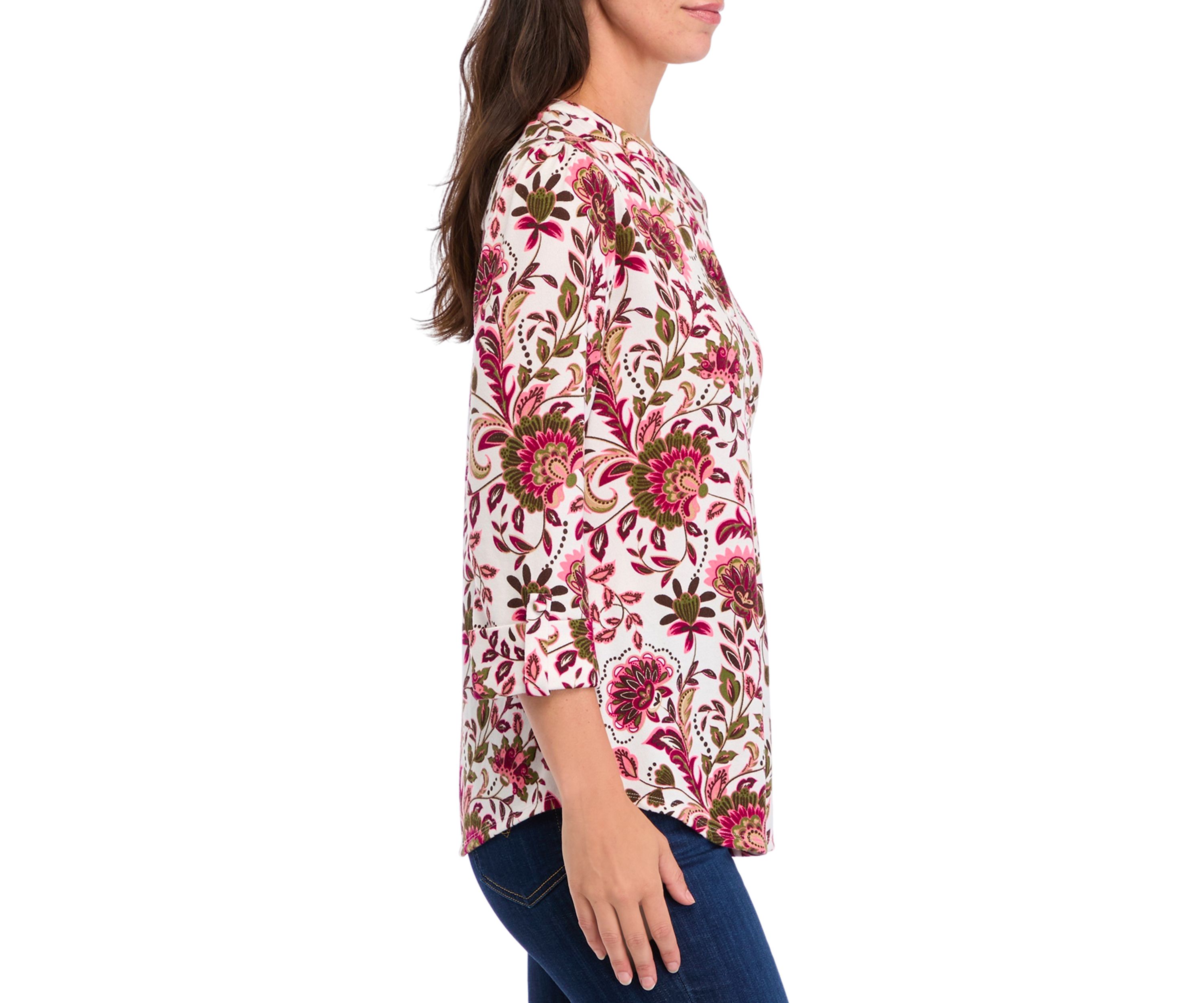 Womens Printed Knit Henley Shirt