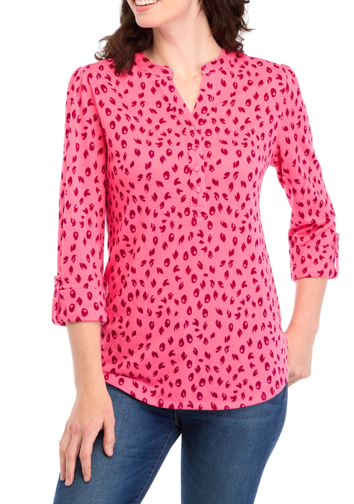 Womens Knit Henley Shirt 