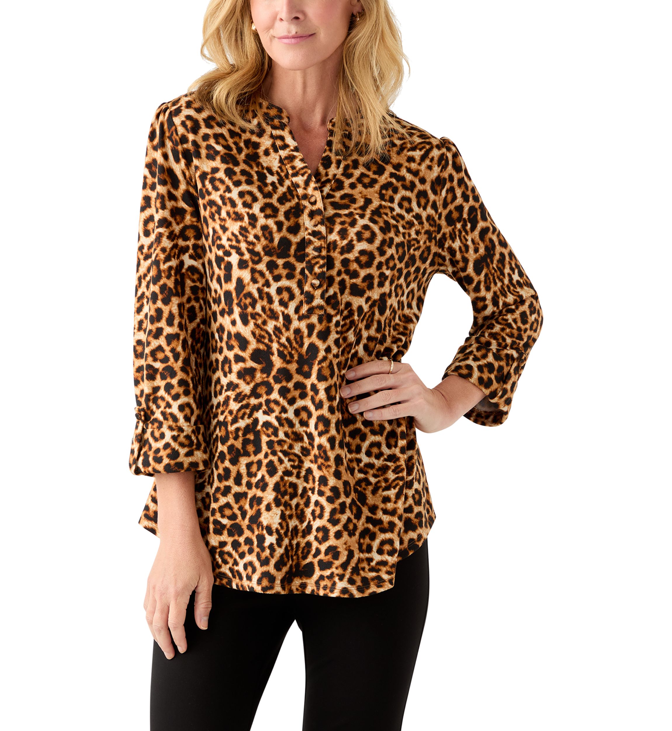 Womens 3/4 Sleeve Henley Shirt