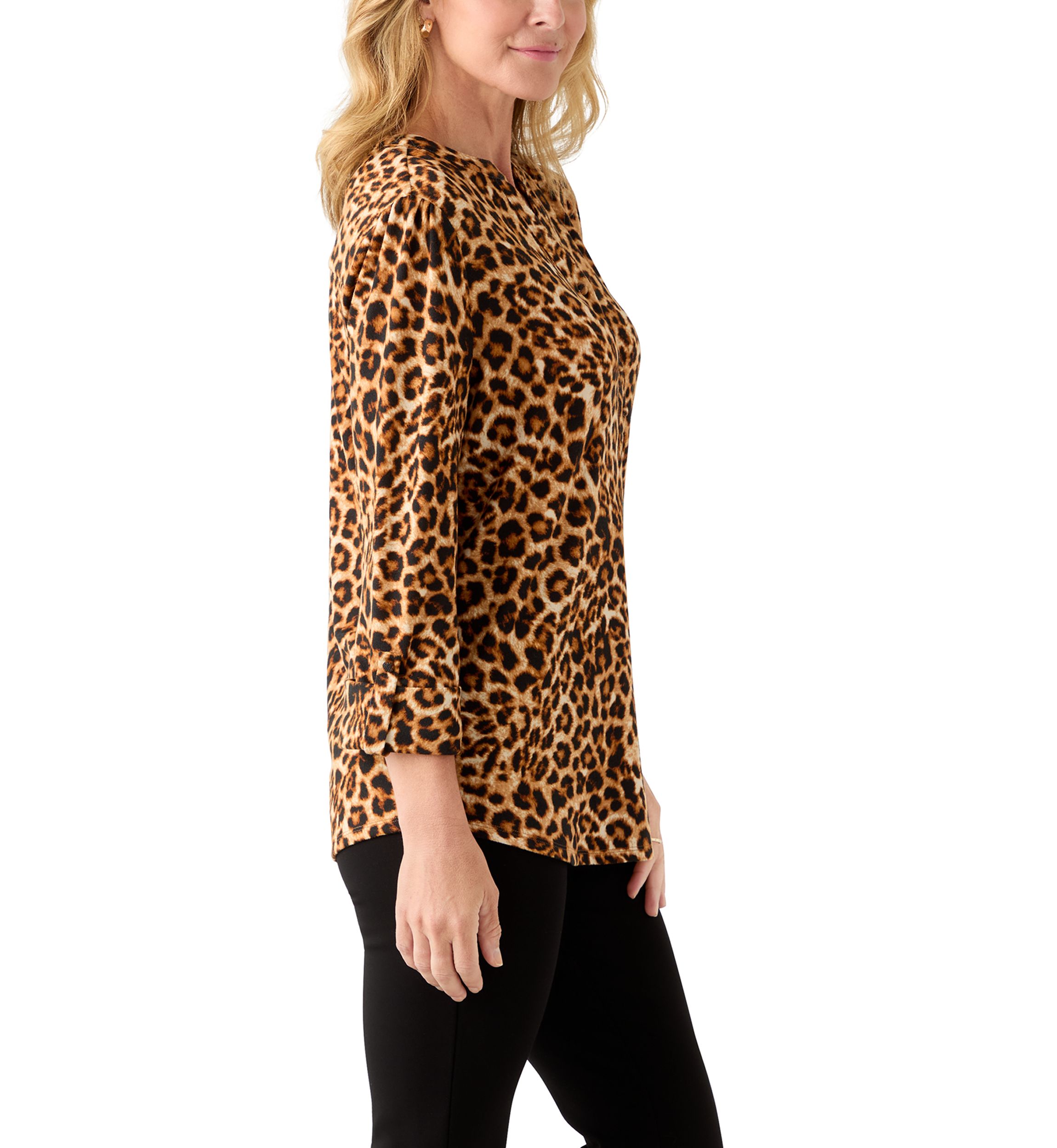 Womens 3/4 Sleeve Henley Shirt