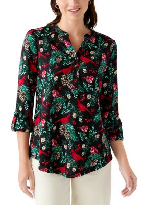 Kim Rogers Women's 3/4 Sleeve Henley Shirt, Medium