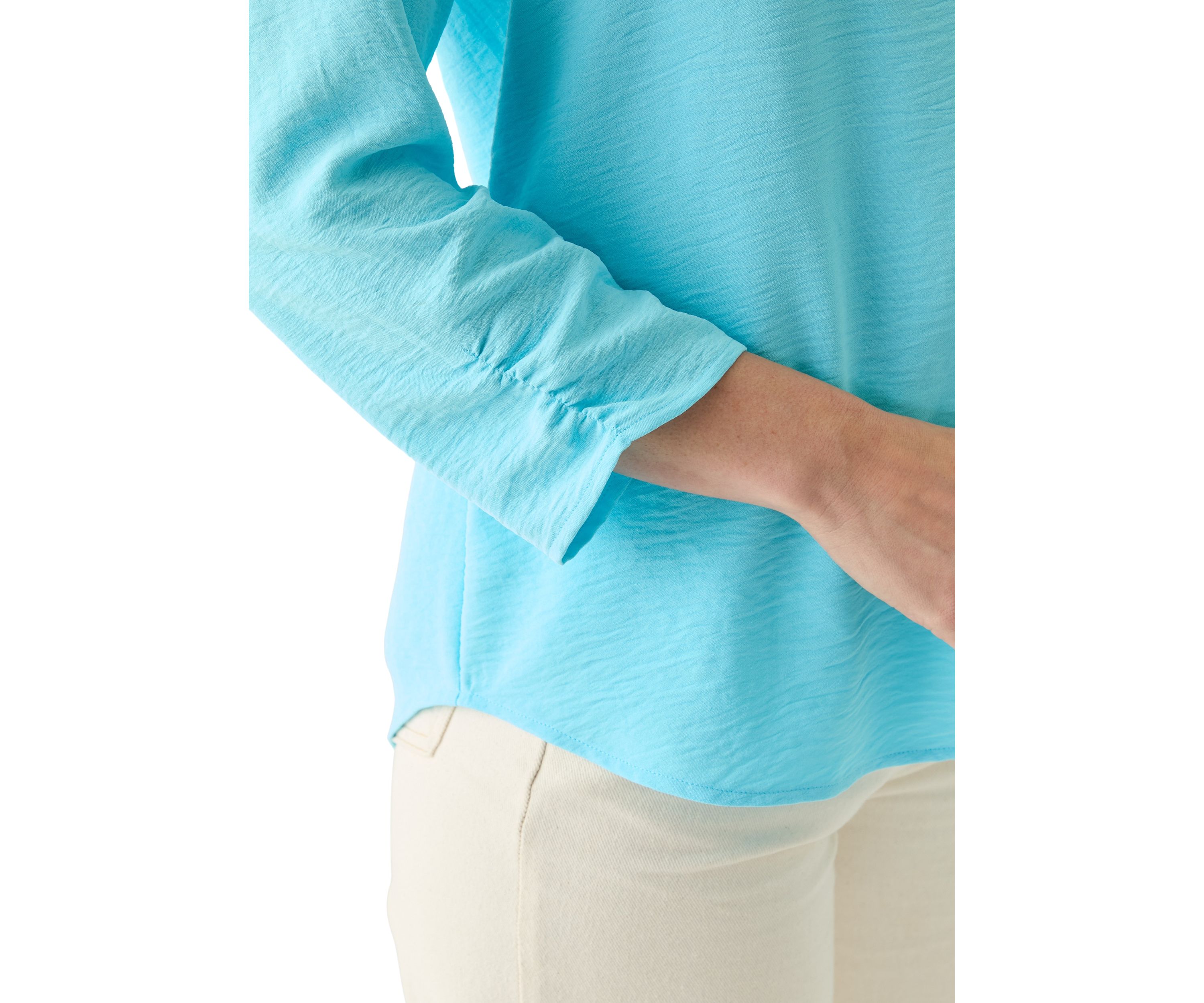 Womens Woven Split Neck Top