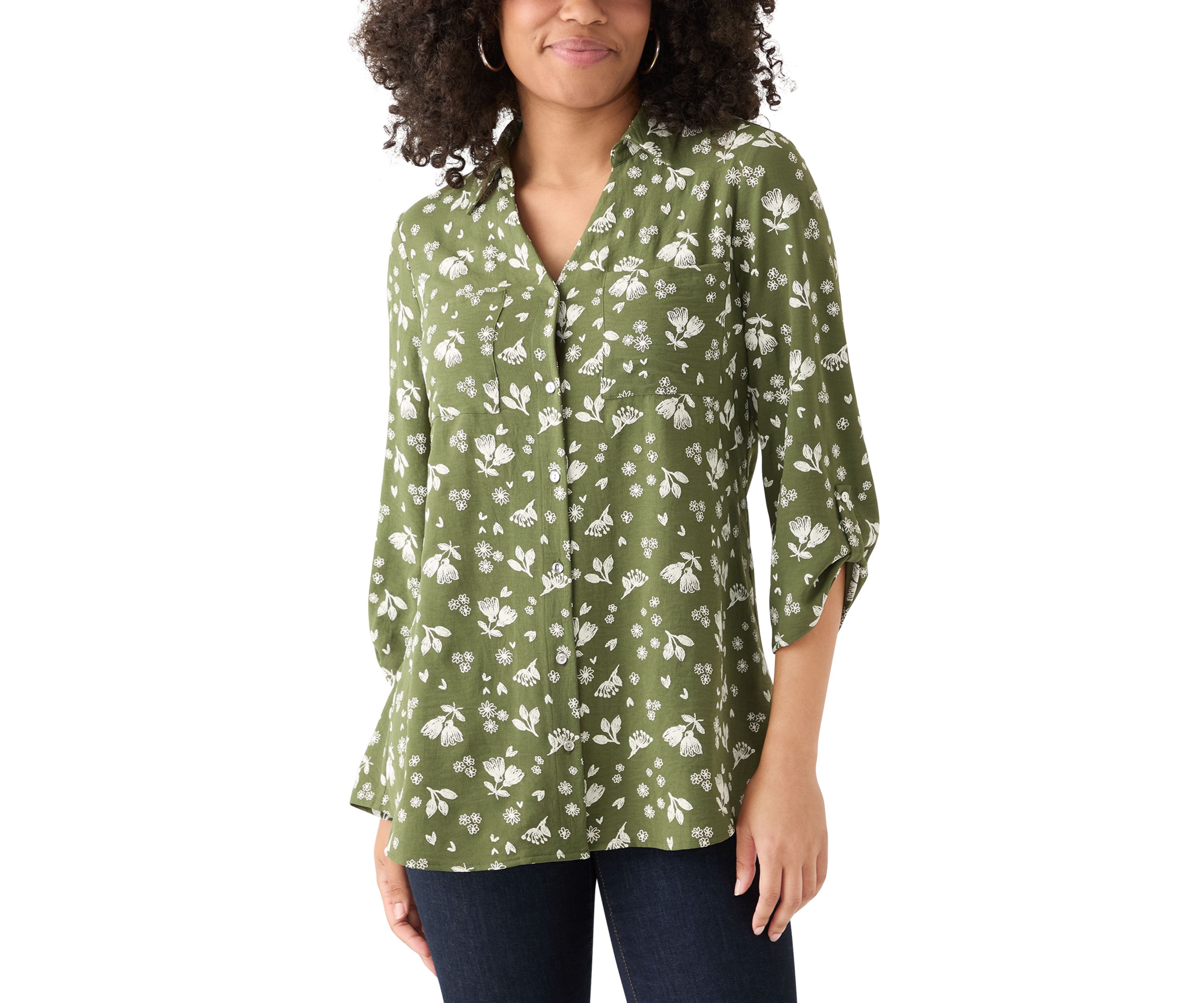 Womens 3/4 Sleeve Printed Tunic Top