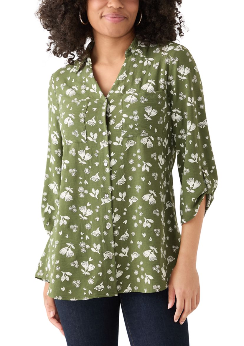 Womens 3/4 Sleeve Printed Tunic Top