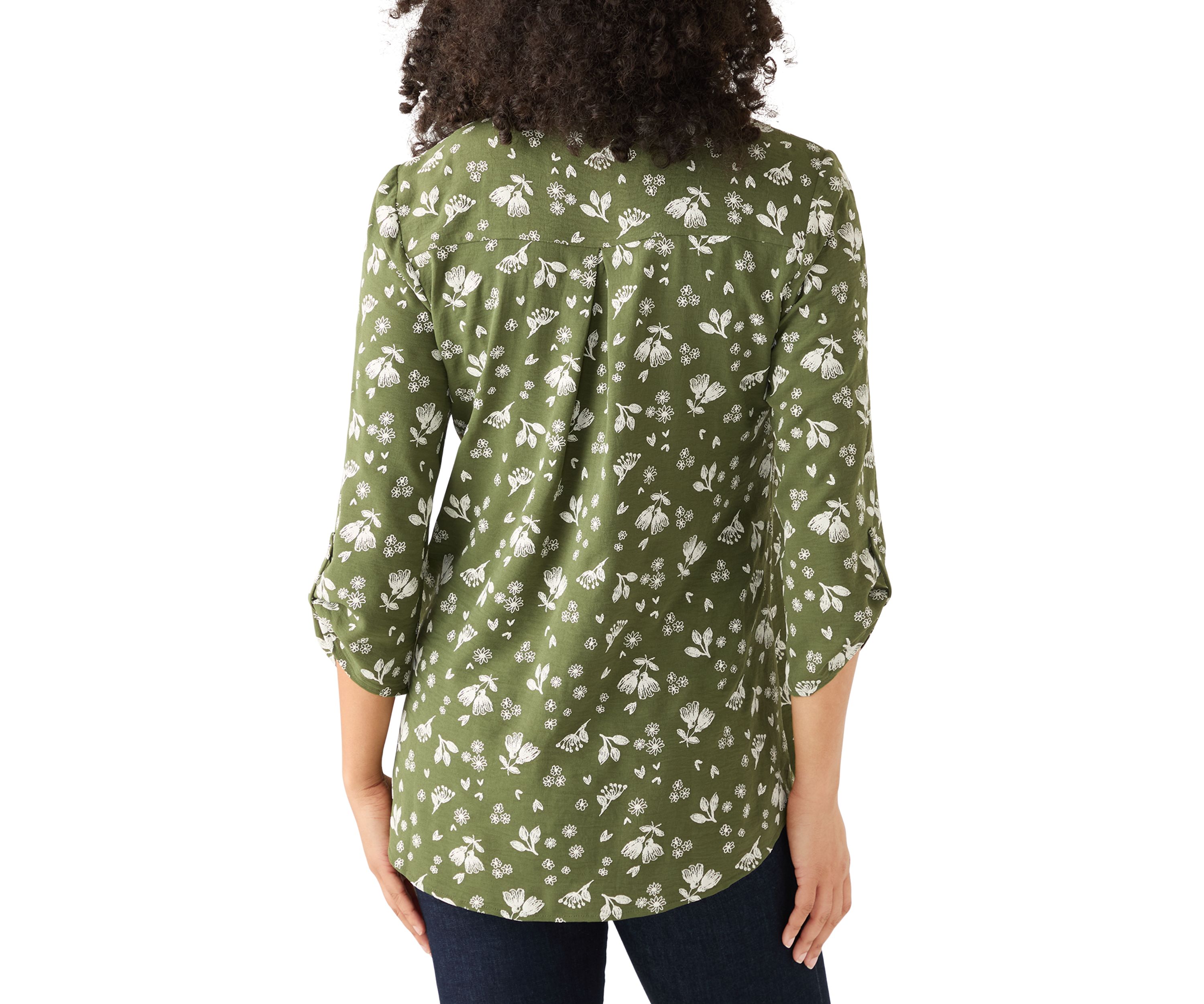 Womens 3/4 Sleeve Printed Tunic Top