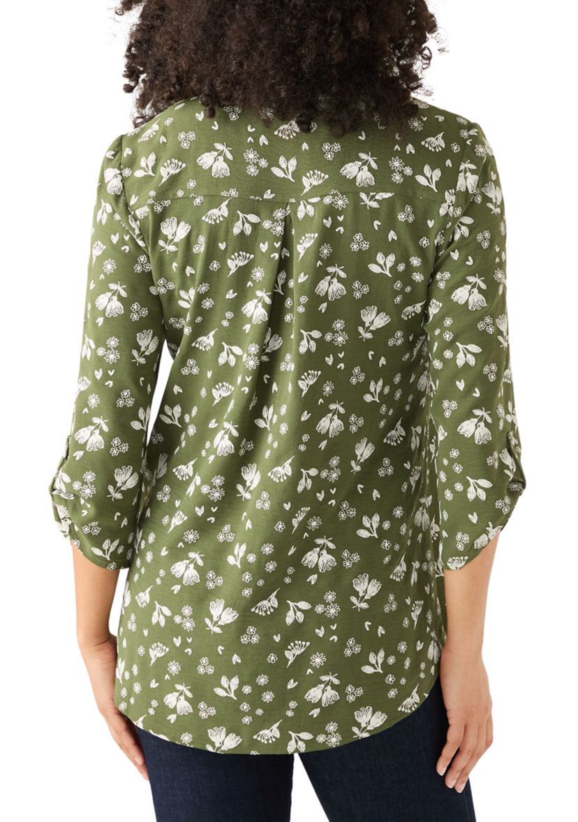 Womens 3/4 Sleeve Printed Tunic Top