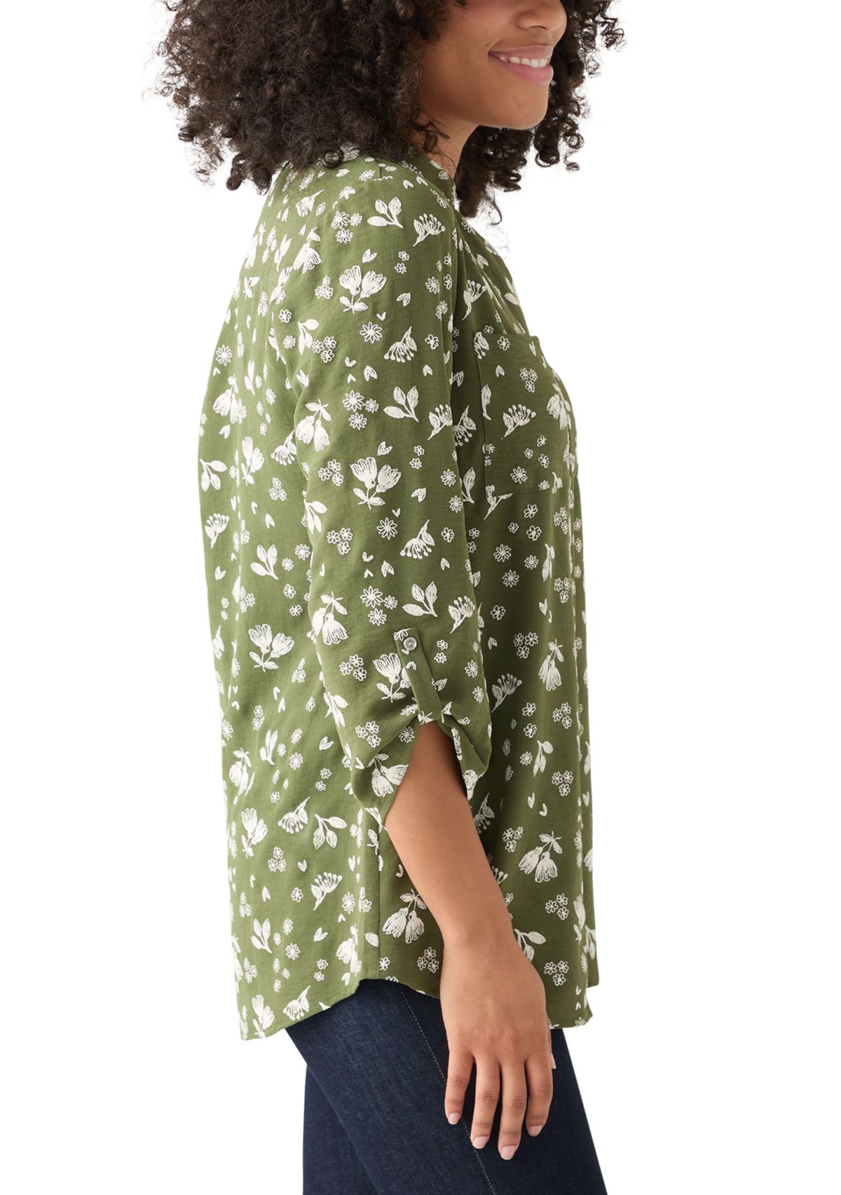 Womens 3/4 Sleeve Printed Tunic Top