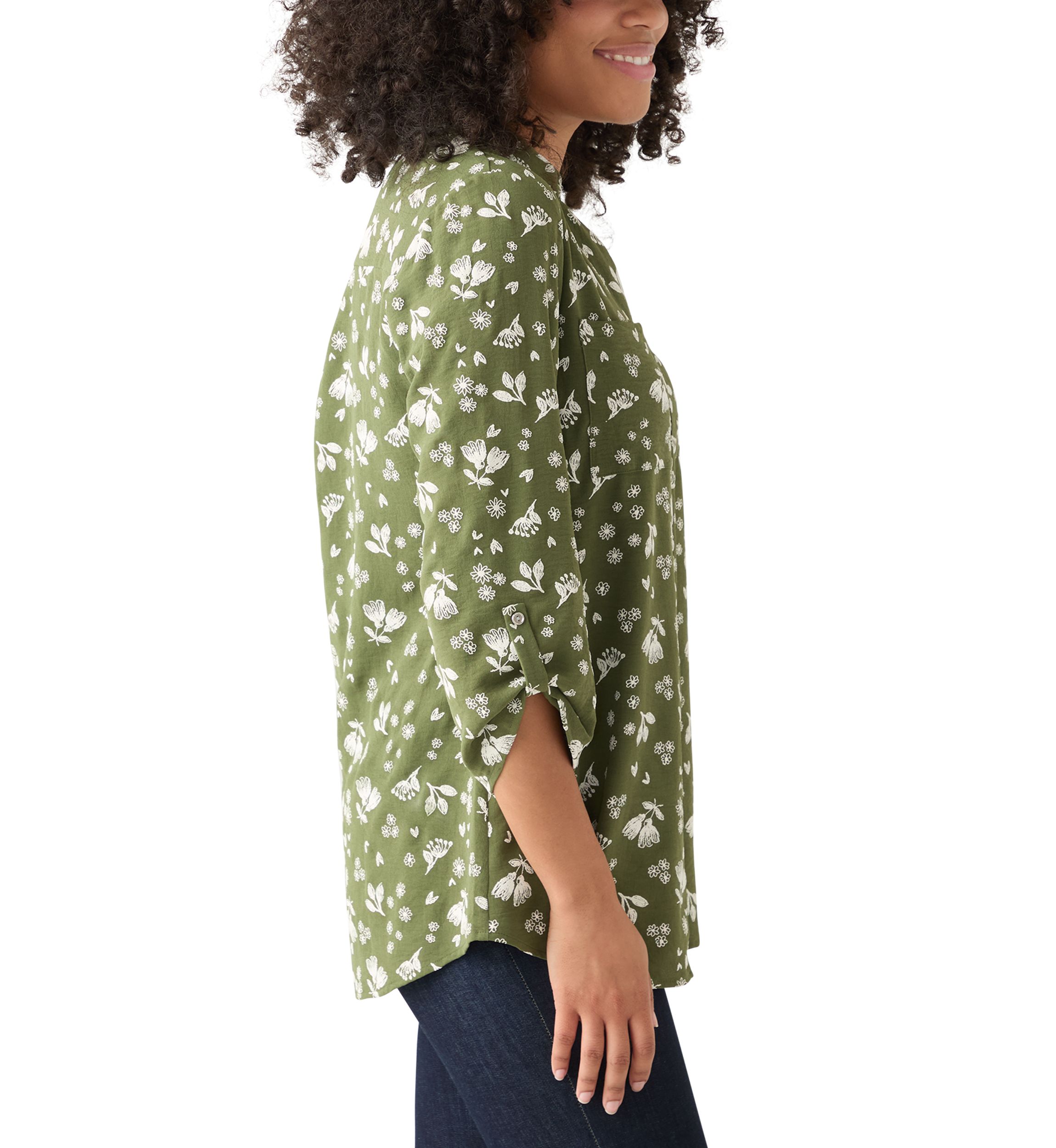 Womens 3/4 Sleeve Printed Tunic Top