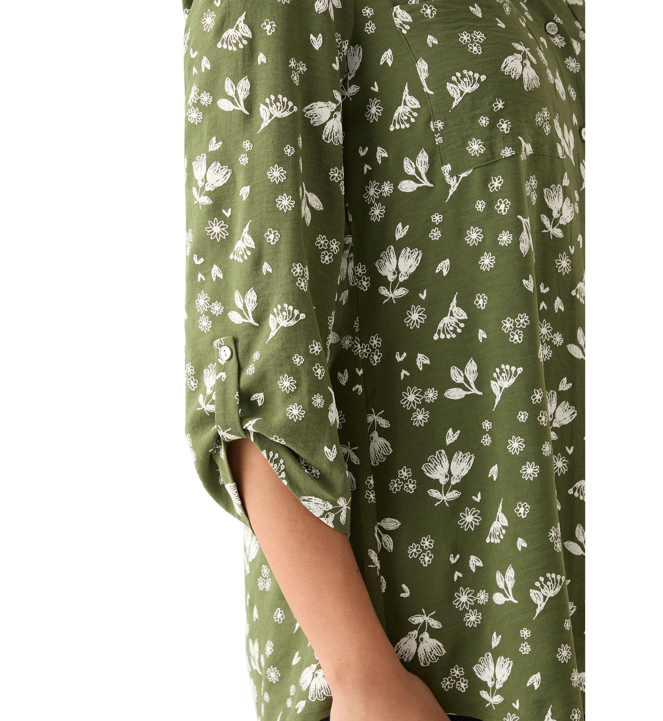 Womens 3/4 Sleeve Printed Tunic Top