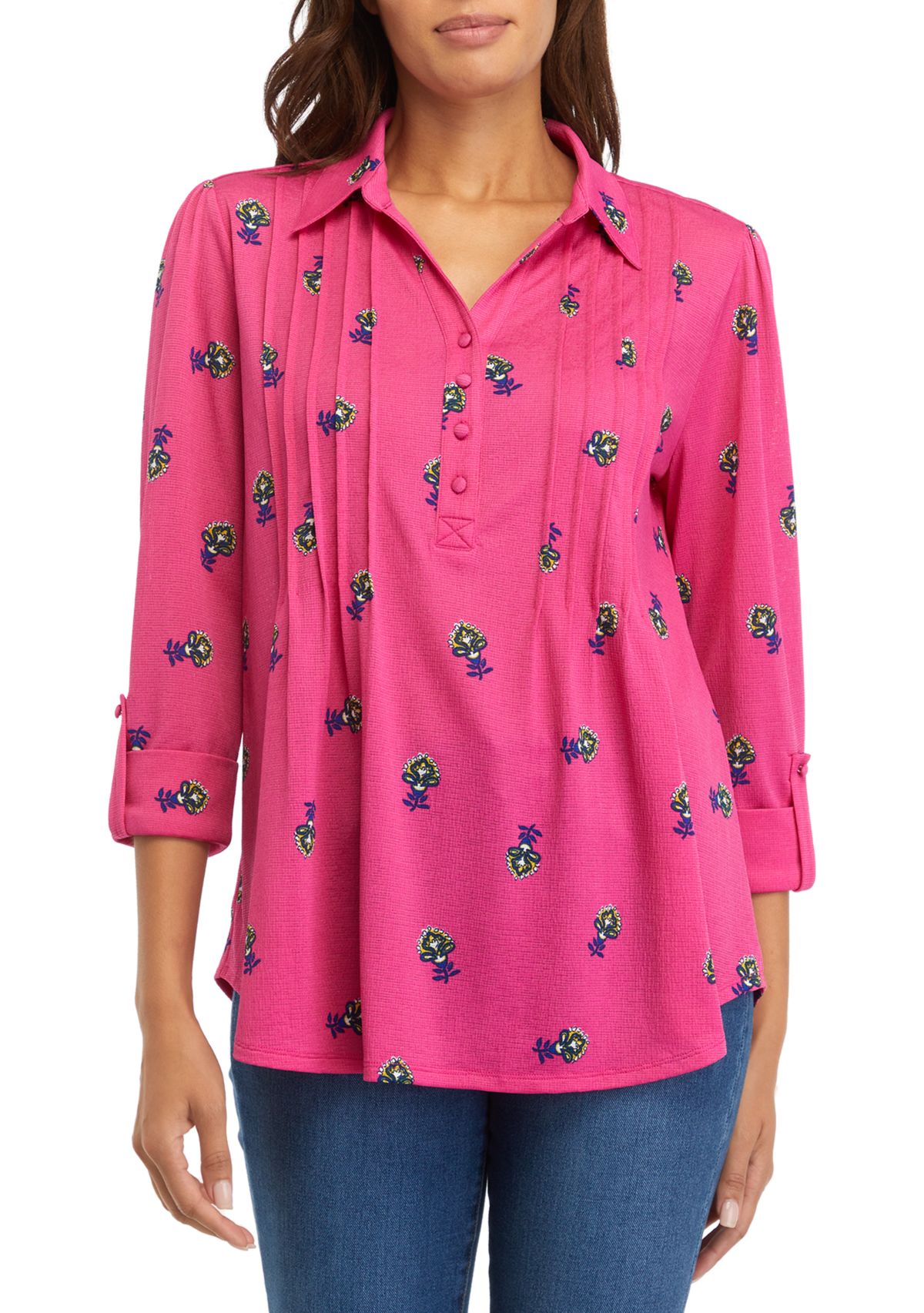 Womens Printed Collared Shirt 