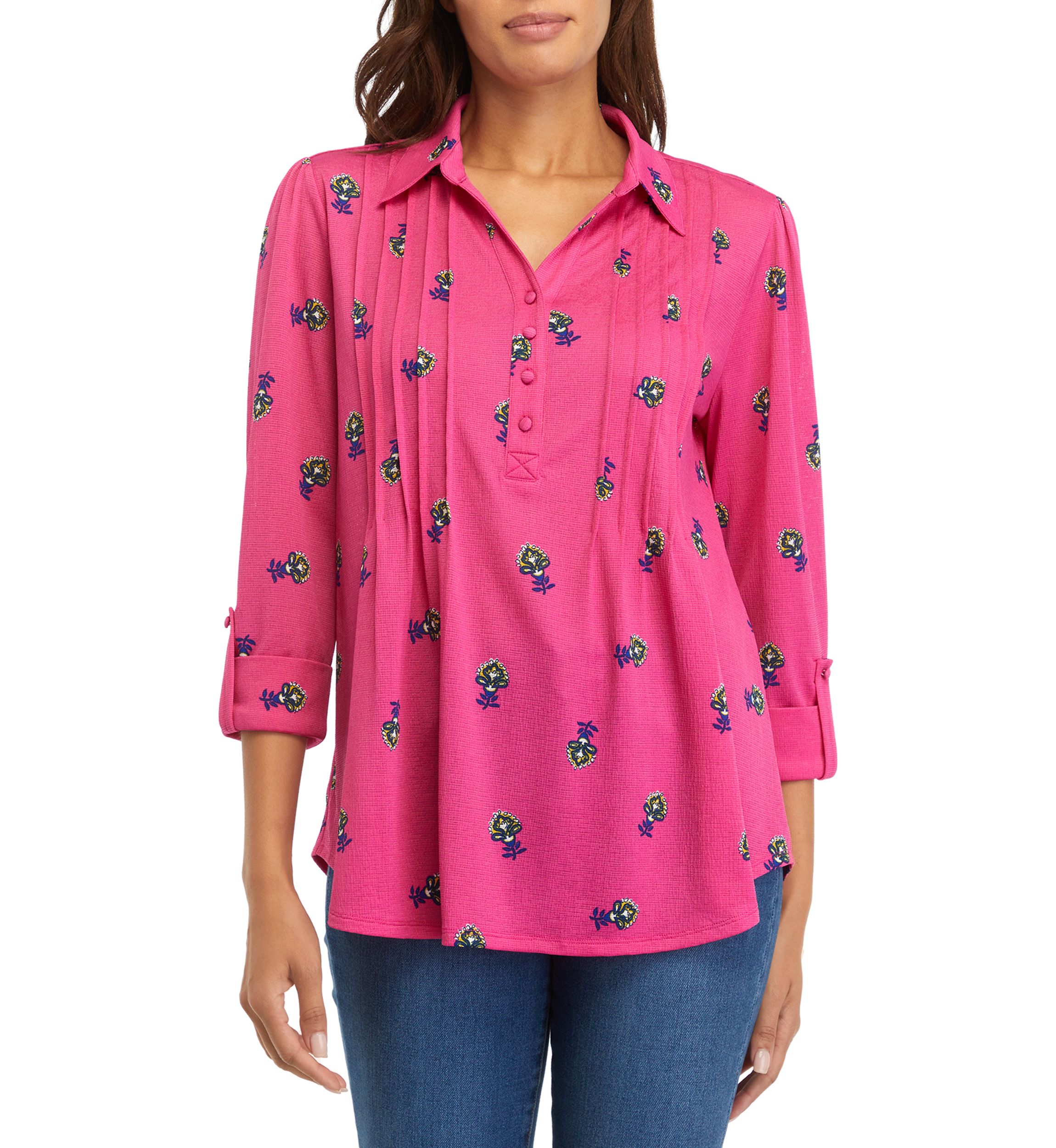 Womens Printed Collared Shirt 