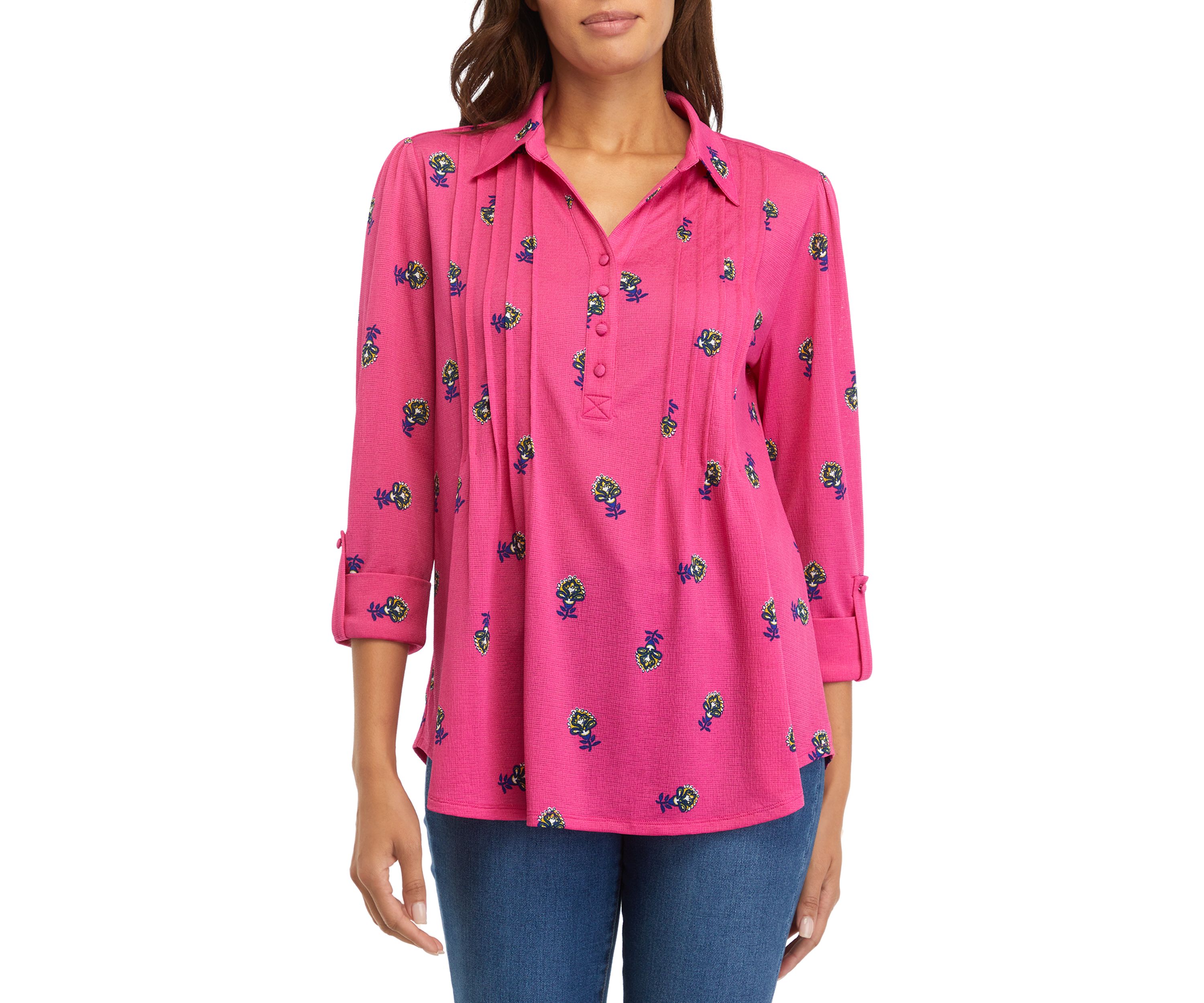 Womens Printed Collared Shirt 