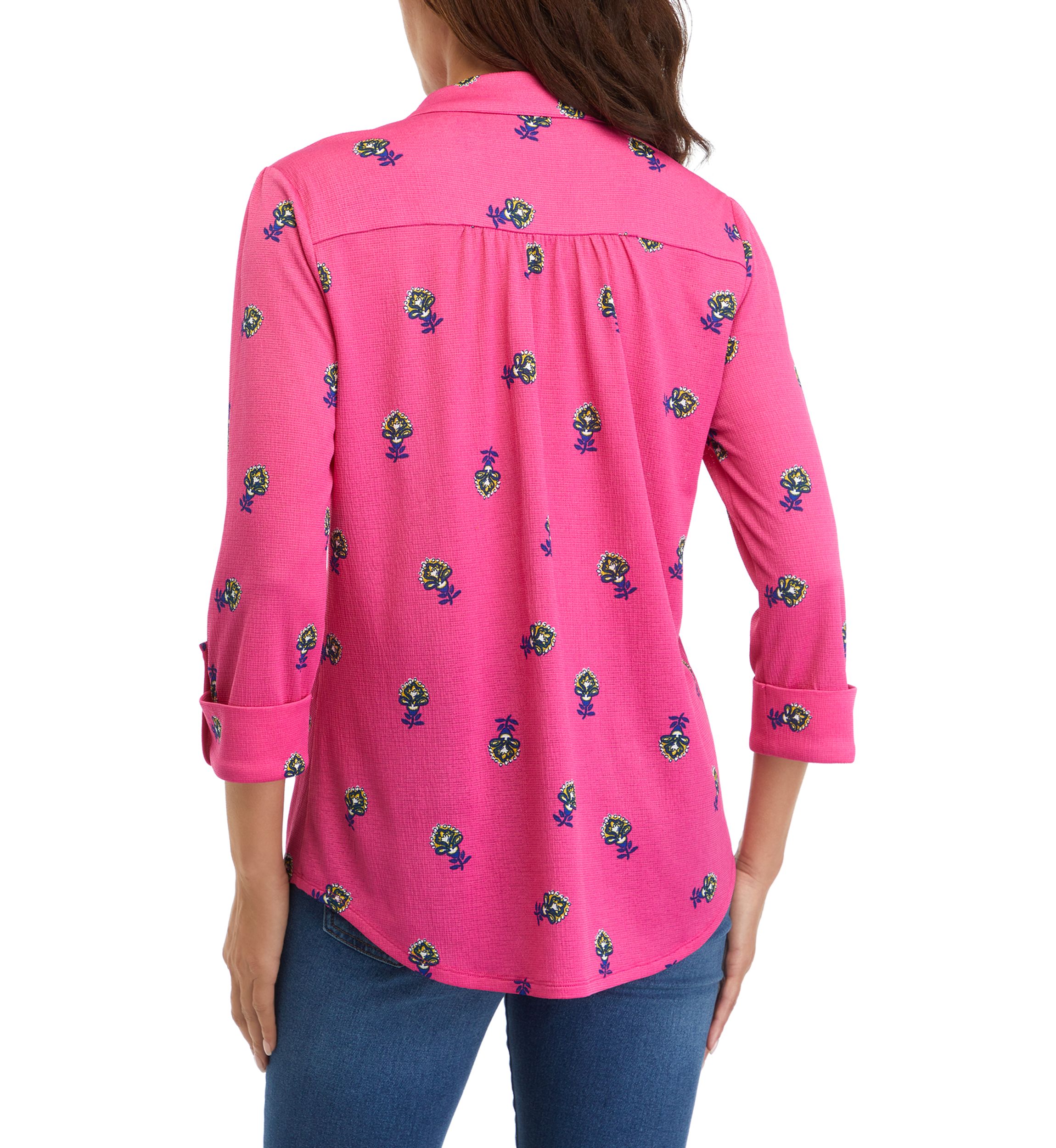 Womens Printed Collared Shirt 
