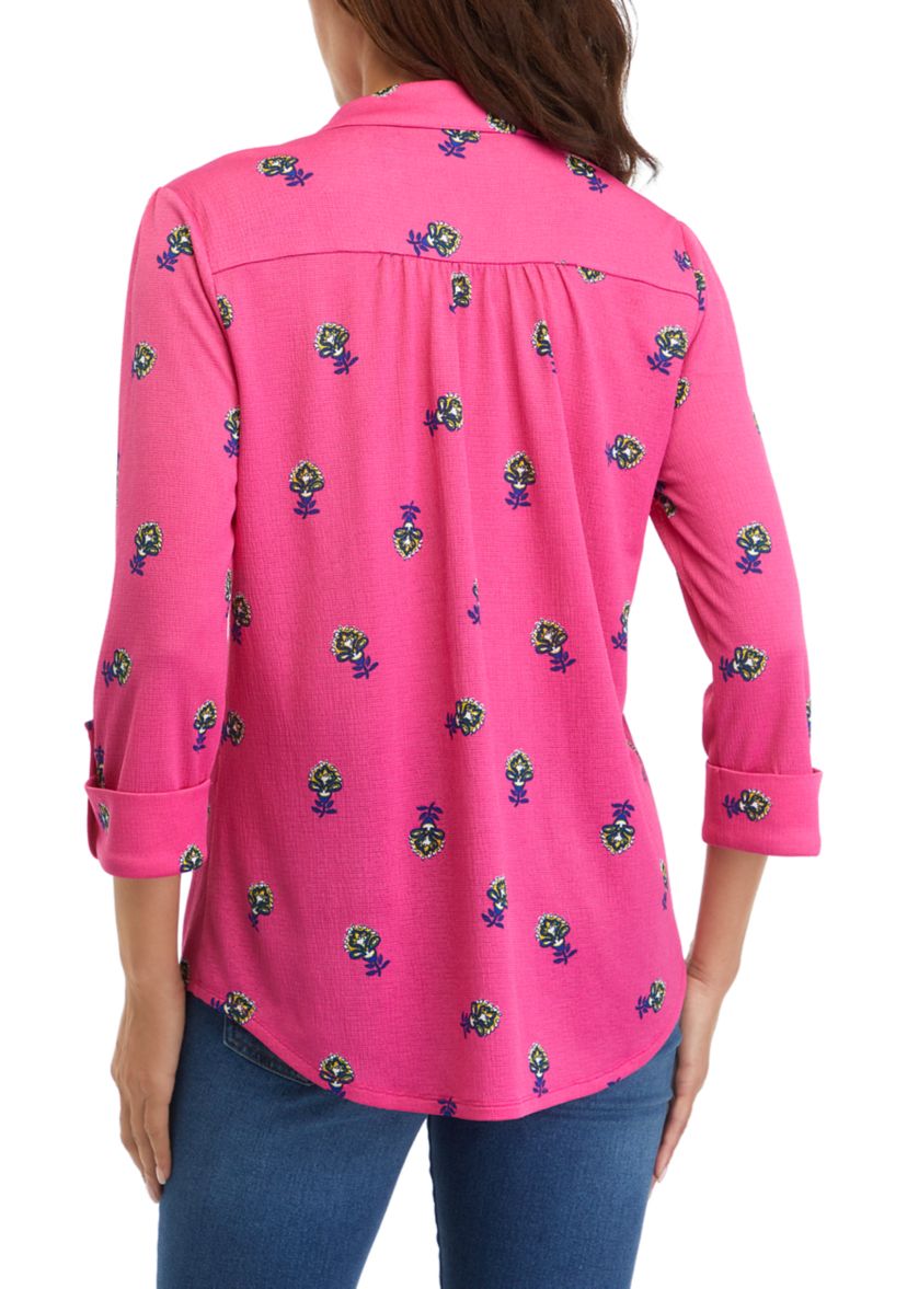 Womens Printed Collared Shirt 