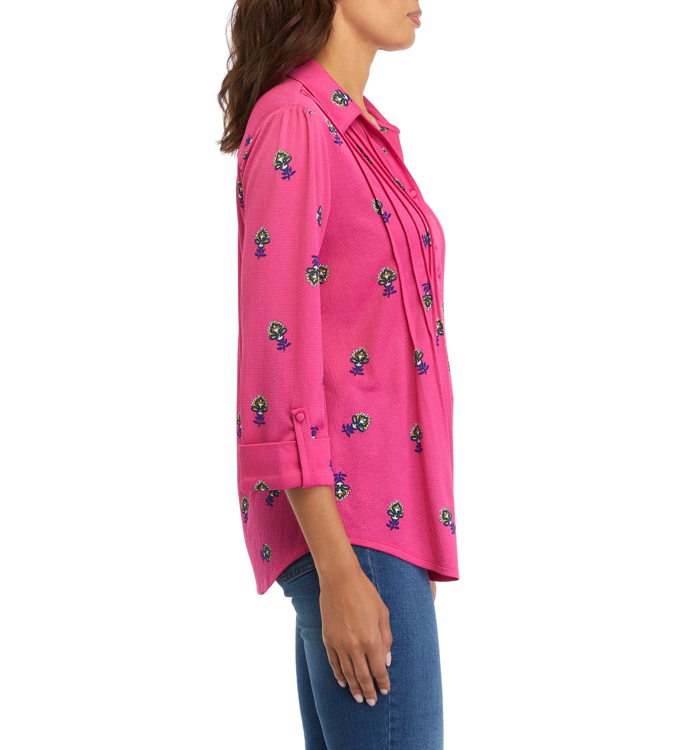 Womens Printed Collared Shirt 