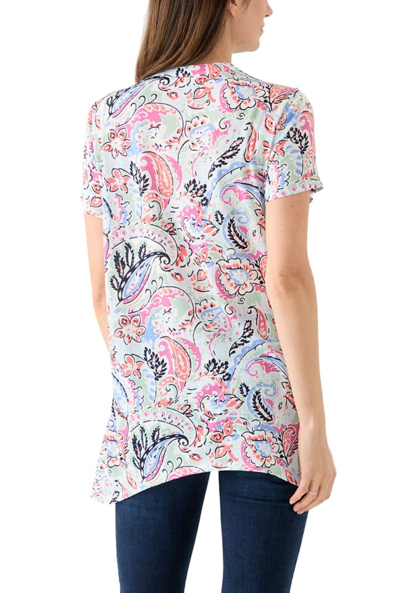 Womens Short Sleeve Pintuck Detail Tunic