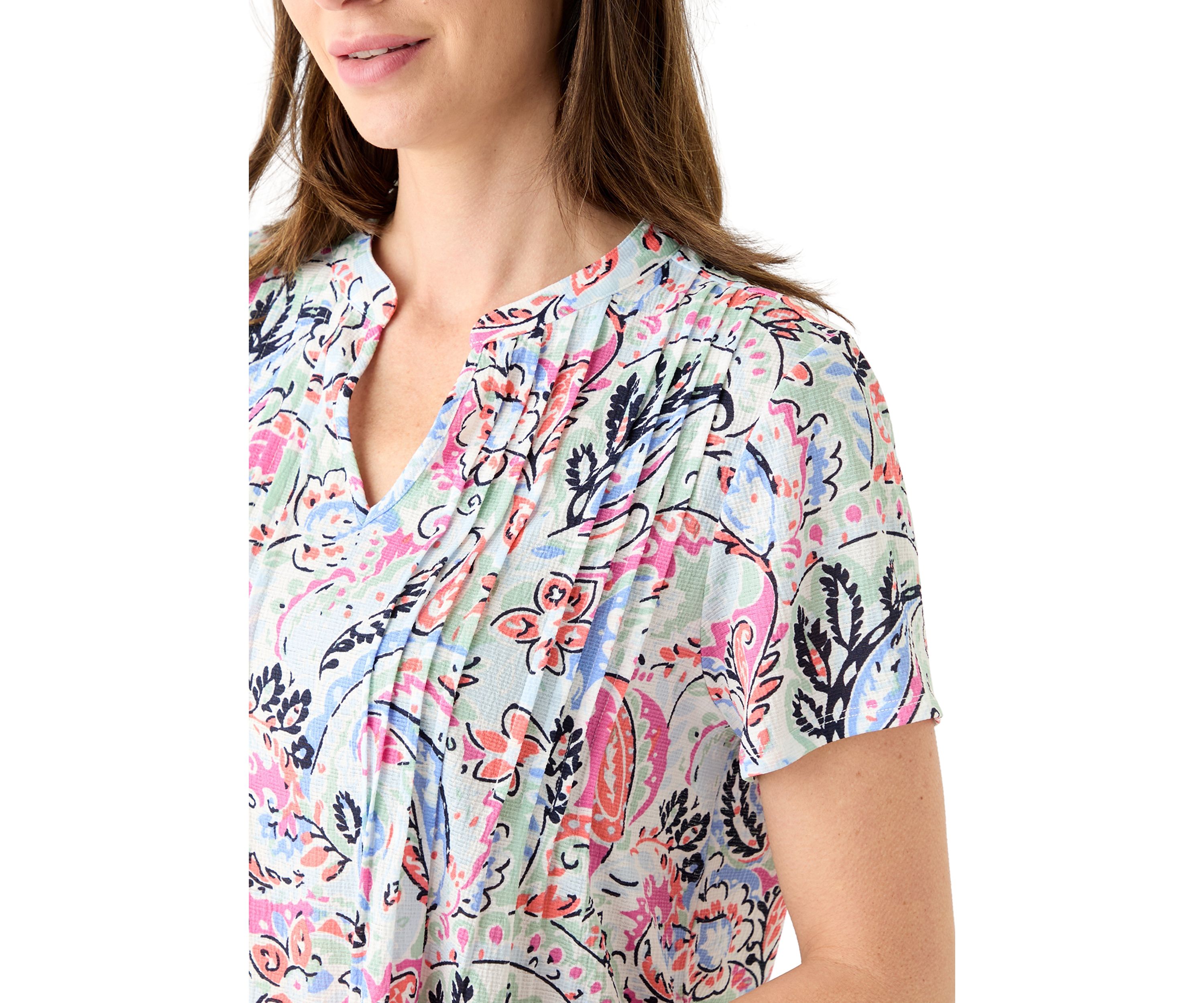 Womens Short Sleeve Pintuck Detail Tunic