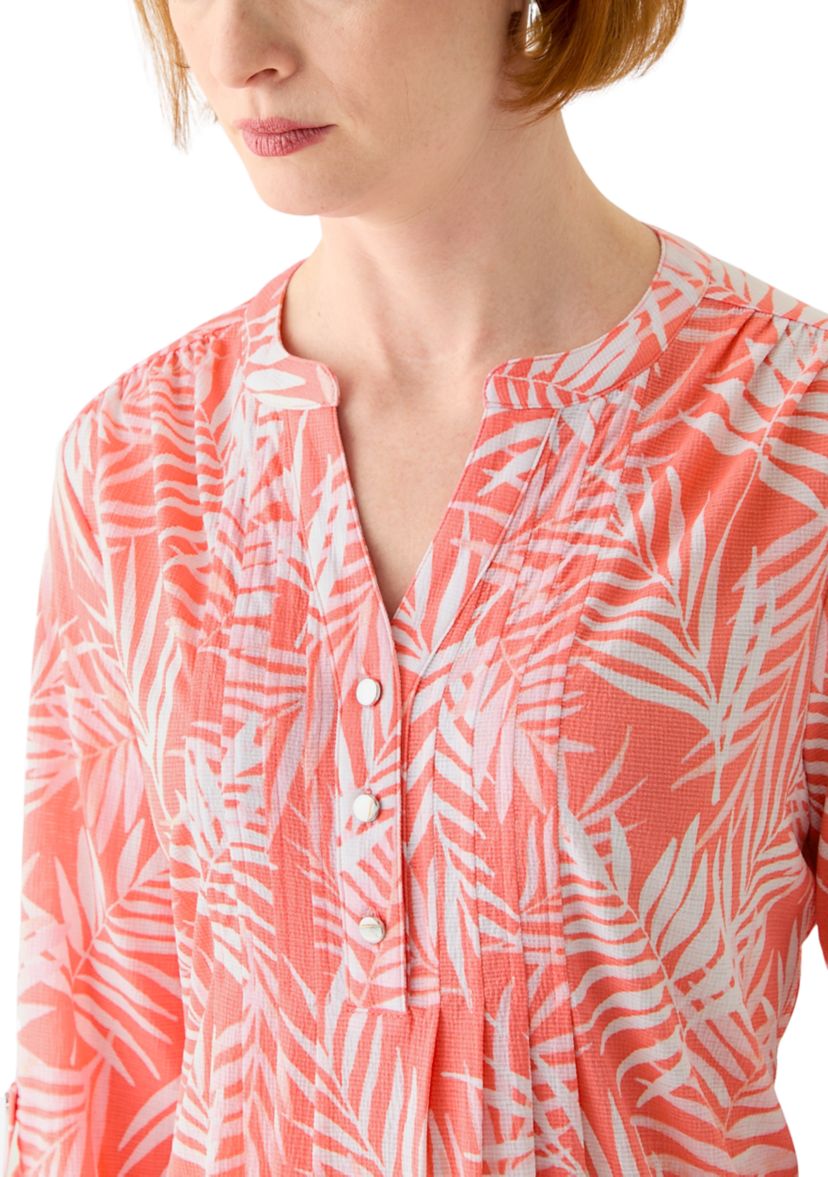 Womens 3/4 Sleeve Texture Knit Henley Top