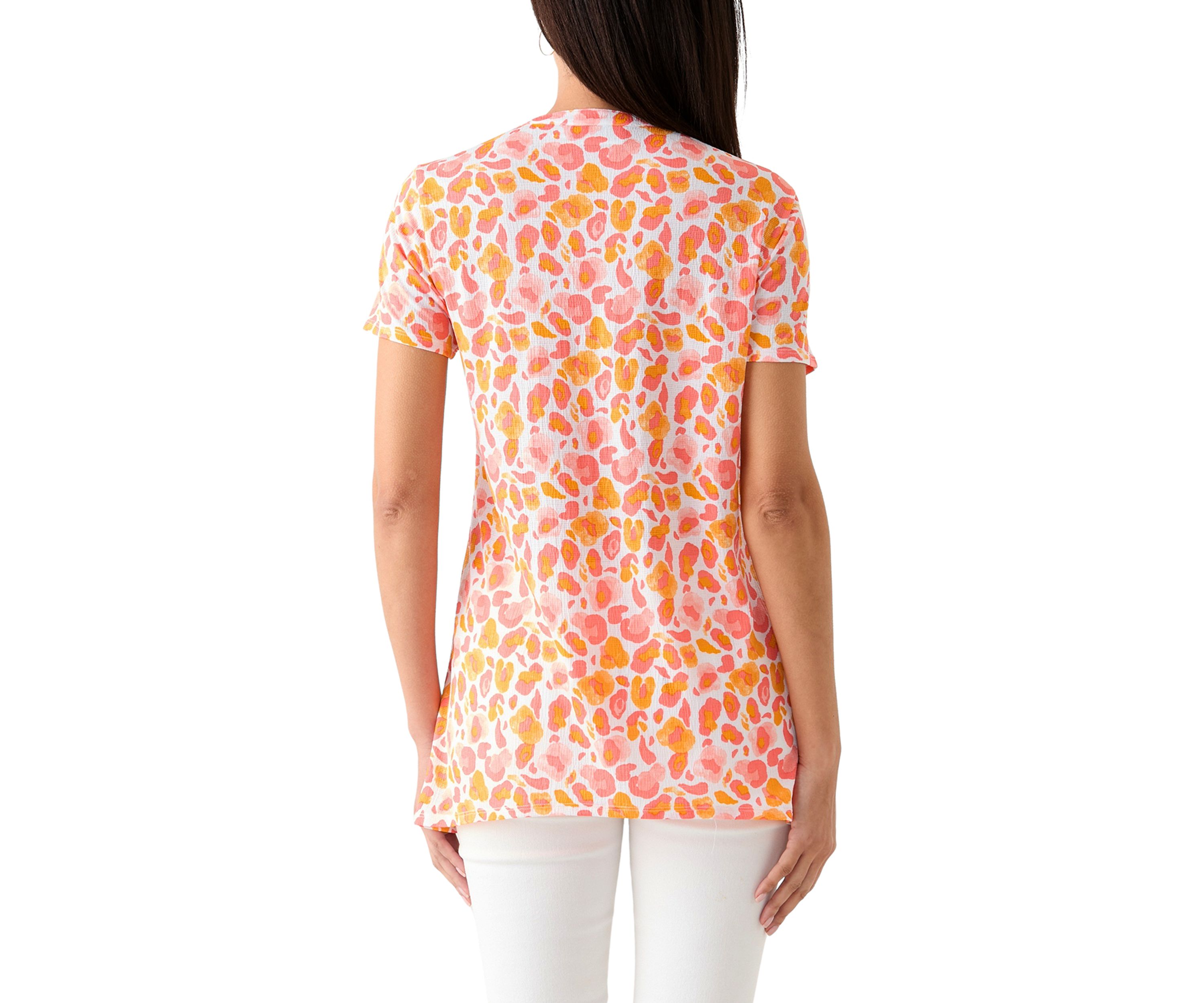 Womens Printed Pintuck Detail Top