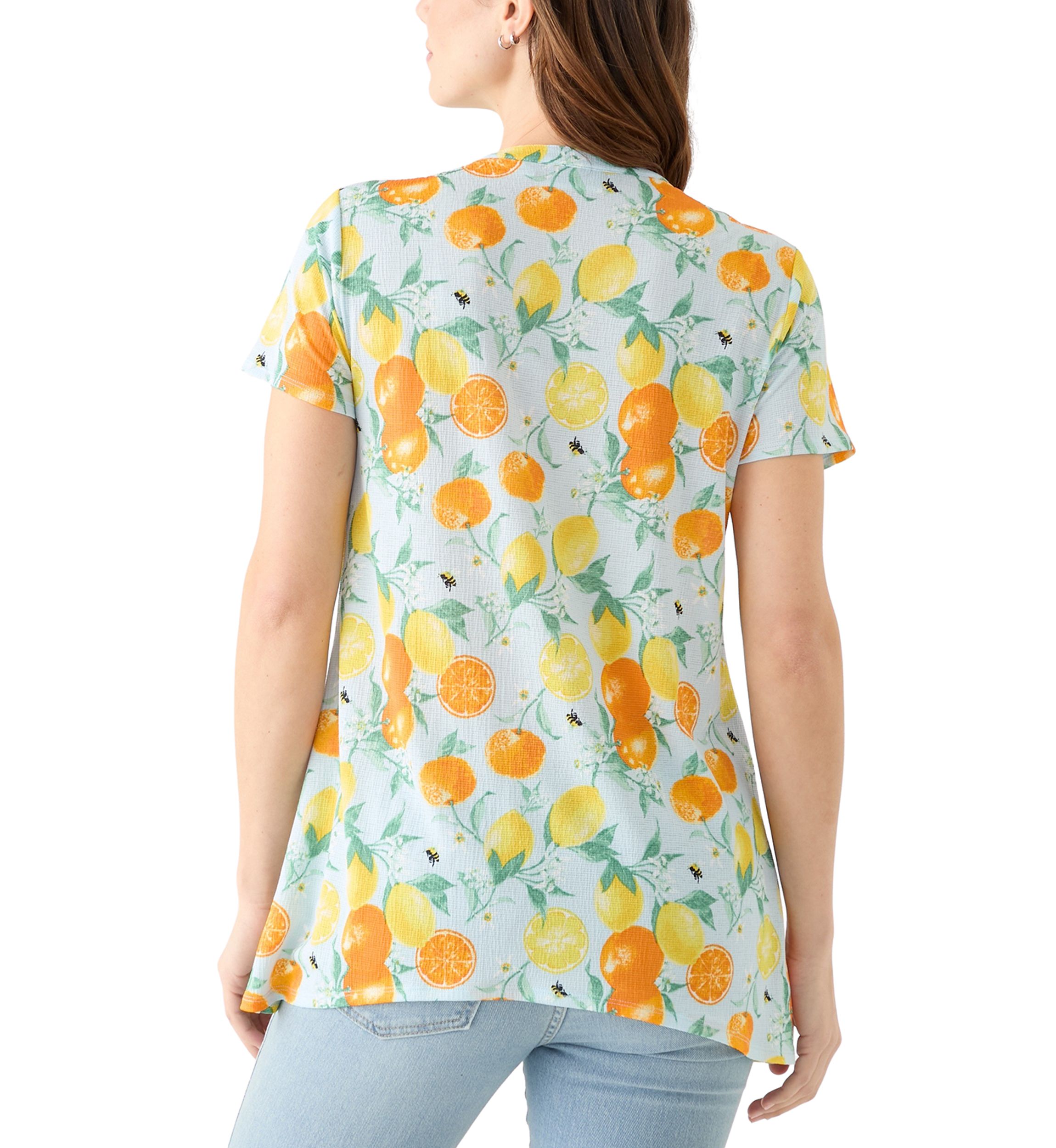 Womens Pintuck Detail Printed Top