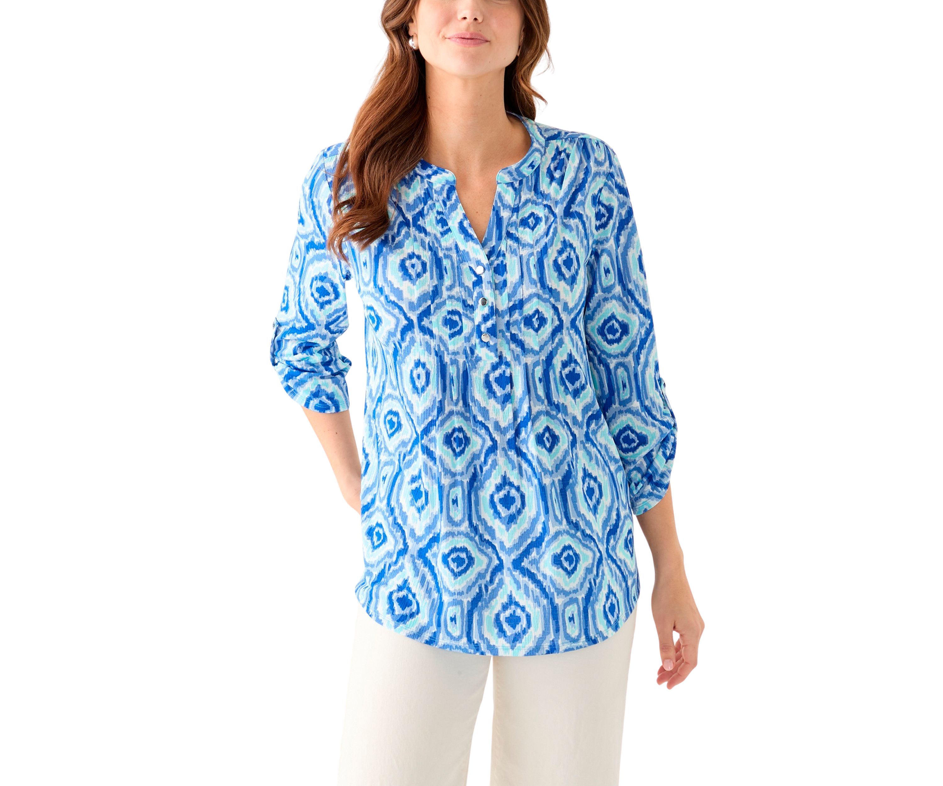 Womens Textured Knit Henley Shirt