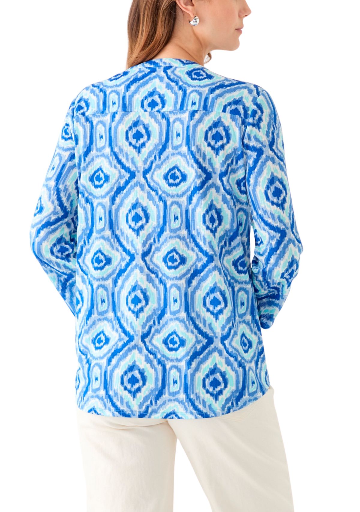 Womens Textured Knit Henley Shirt