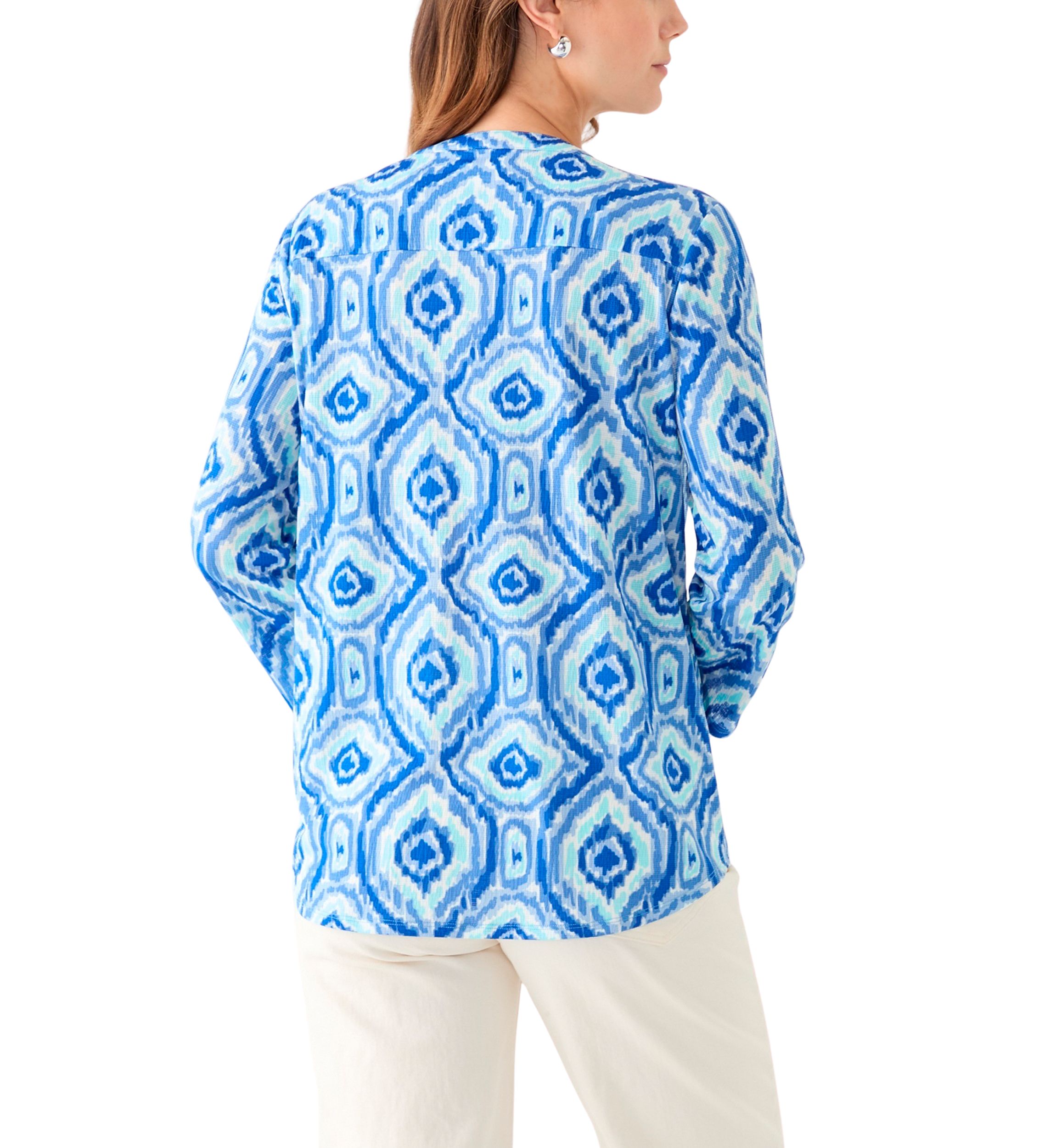 Womens Textured Knit Henley Shirt