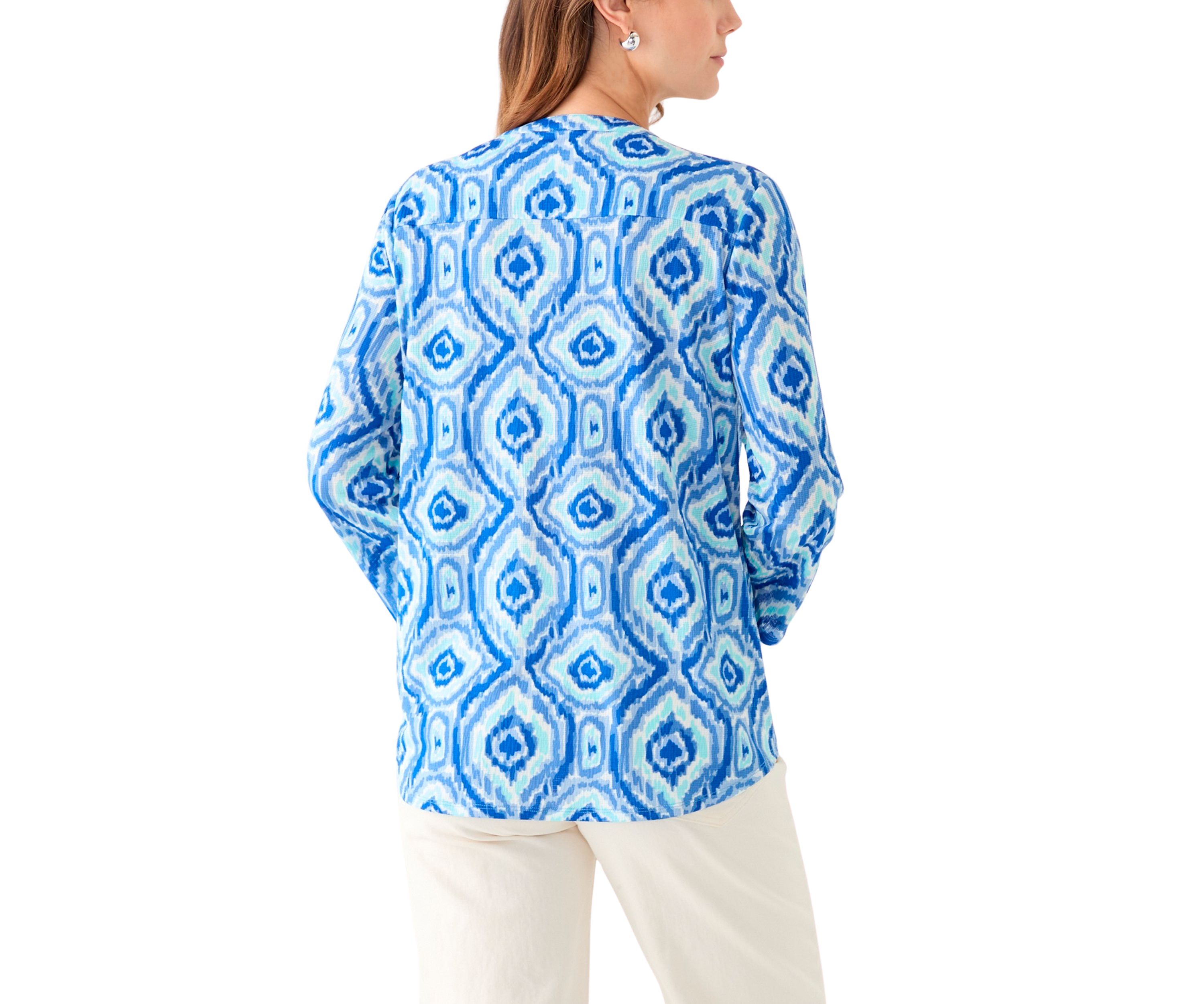 Womens Textured Knit Henley Shirt