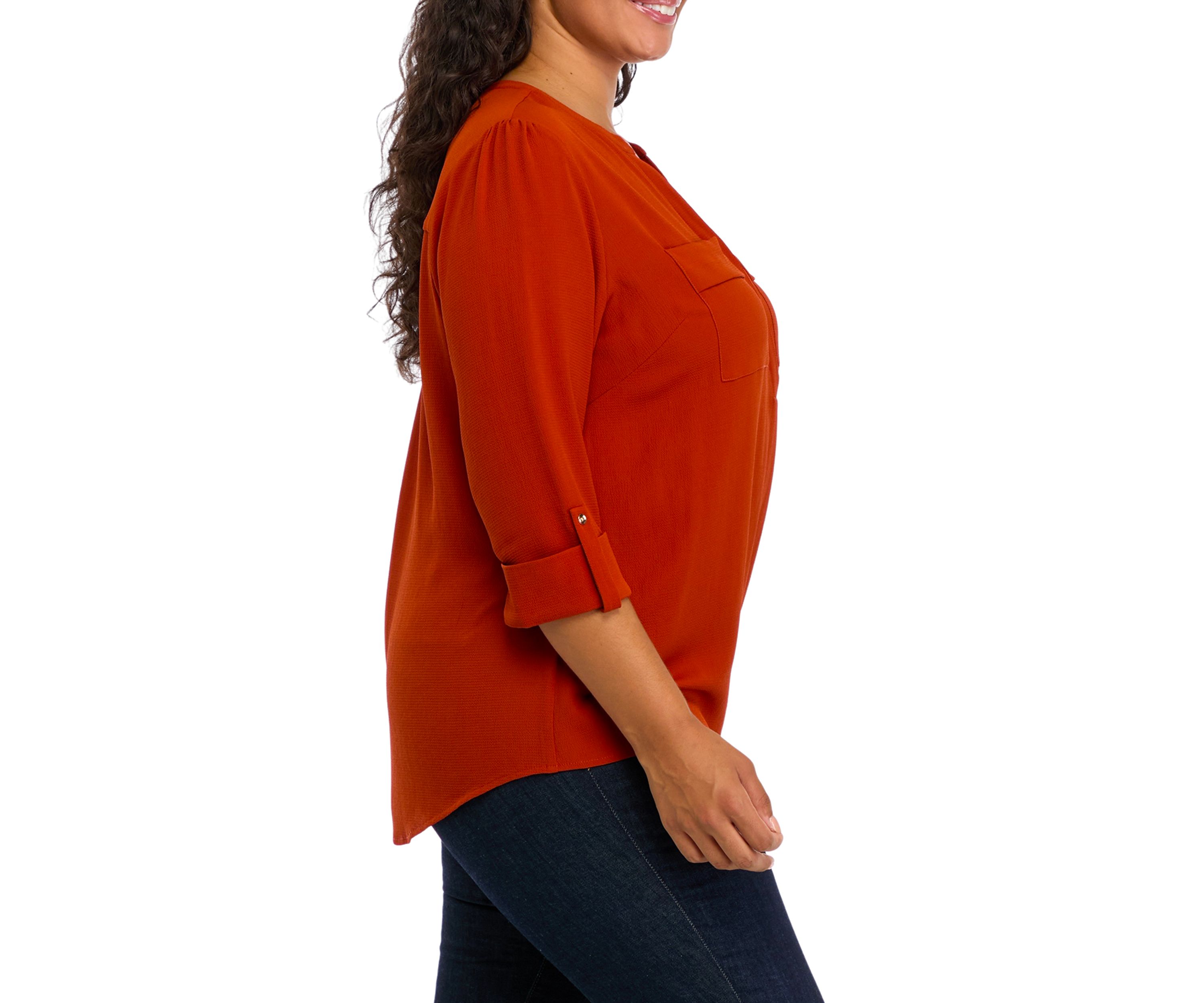 Plus Size Henley Neck Top 