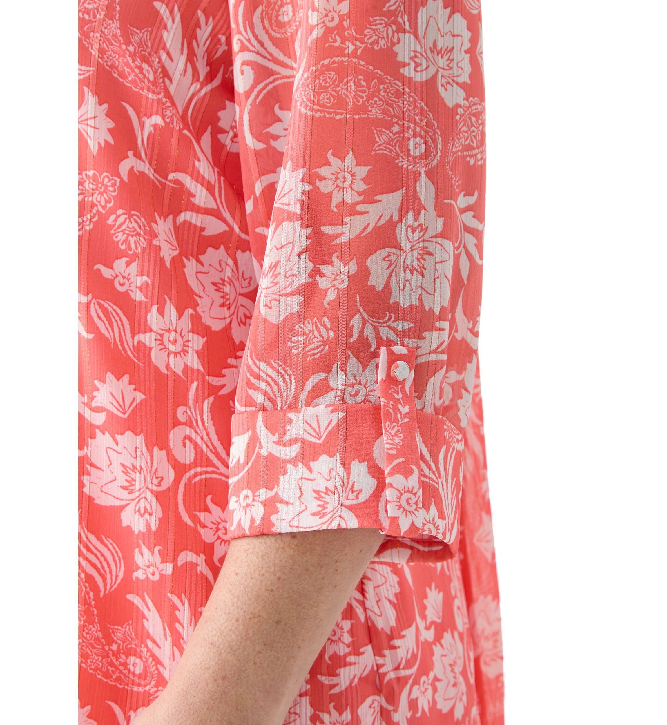 Plus Size 3/4 Sleeve Chiffon Printed Henley Top