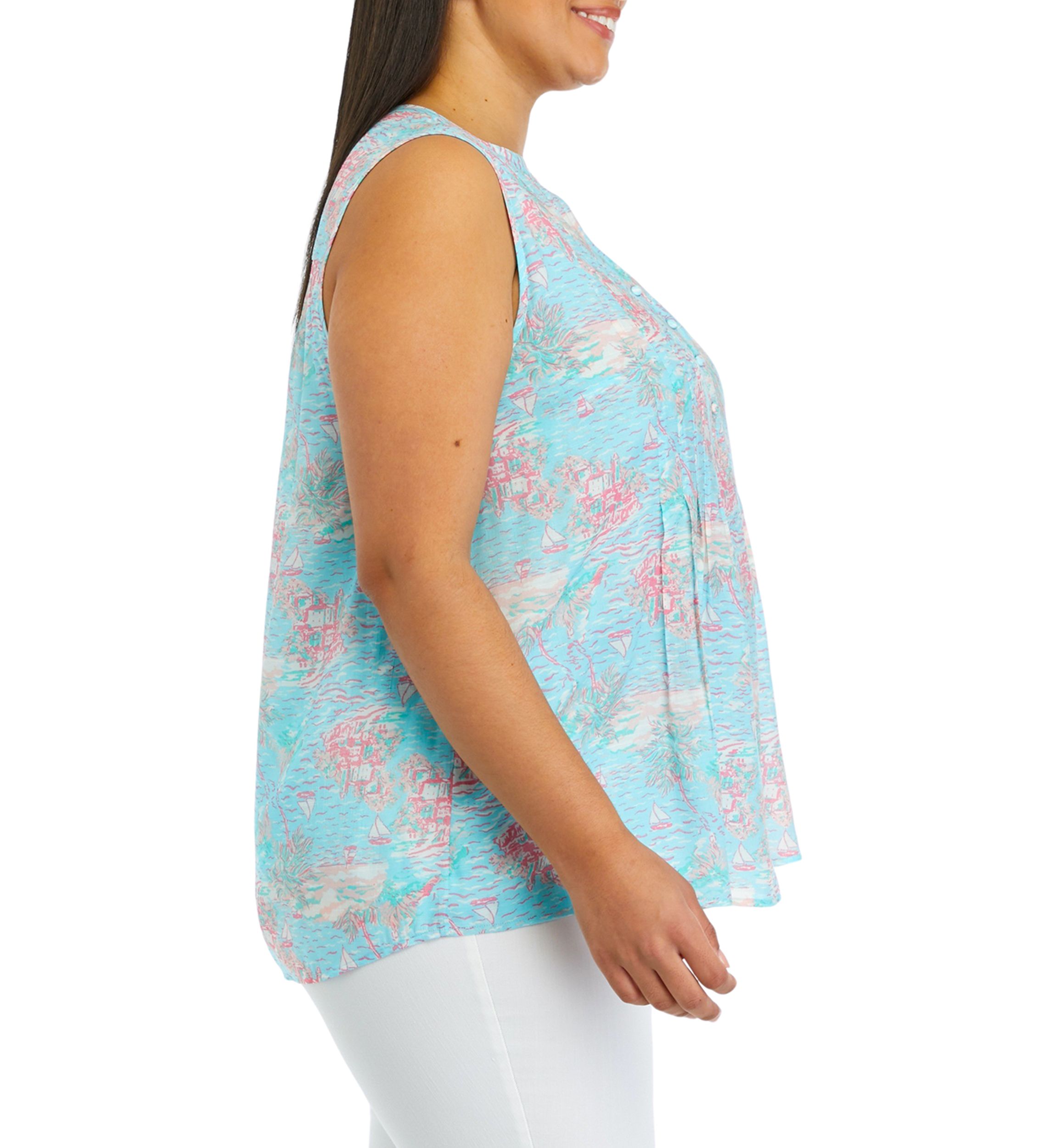 Plus Size Sleeveless Printed Blouse