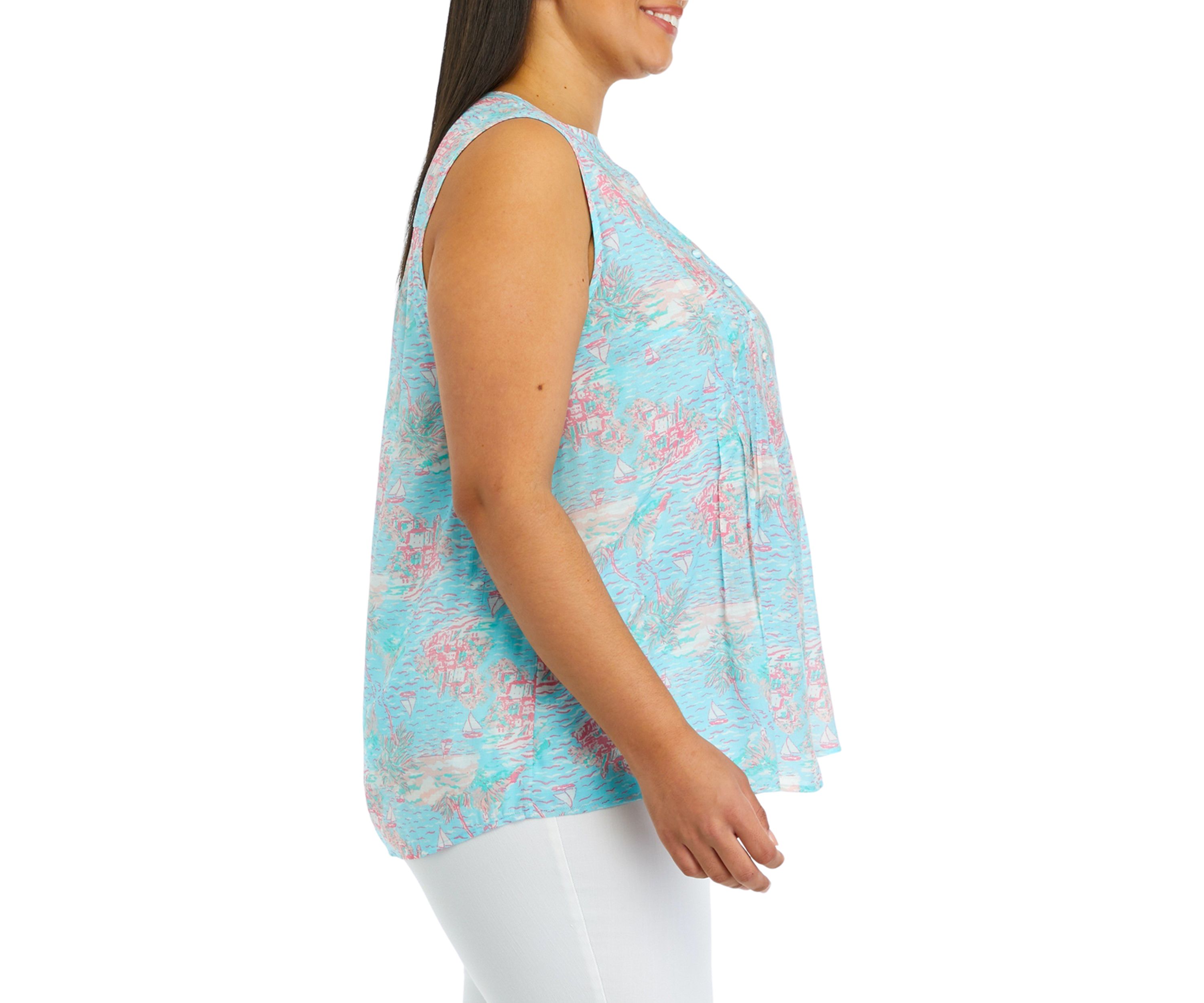 Plus Size Sleeveless Printed Blouse