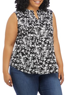 Kim Rogers® Plus Size Sleeveless Floral Henley Top | belk