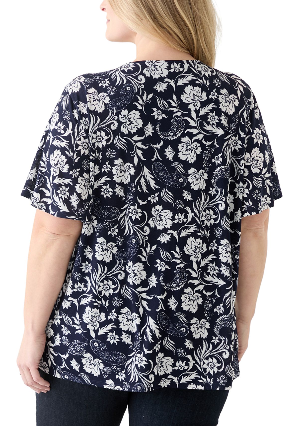 Plus Size Flutter Sleeve Button Front Top 