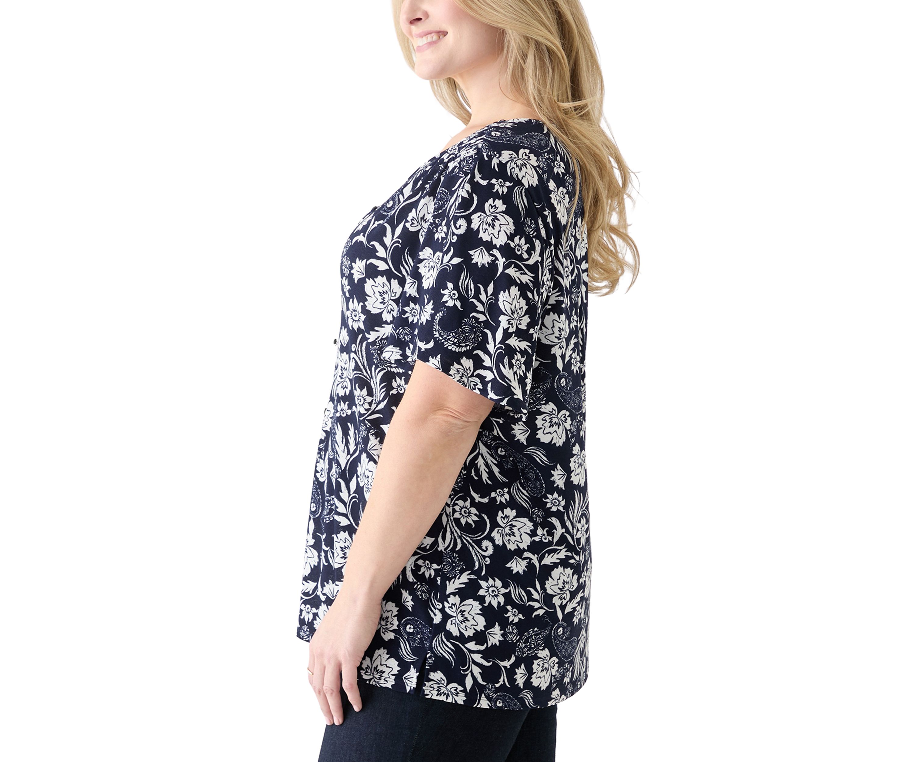 Plus Size Flutter Sleeve Button Front Top 