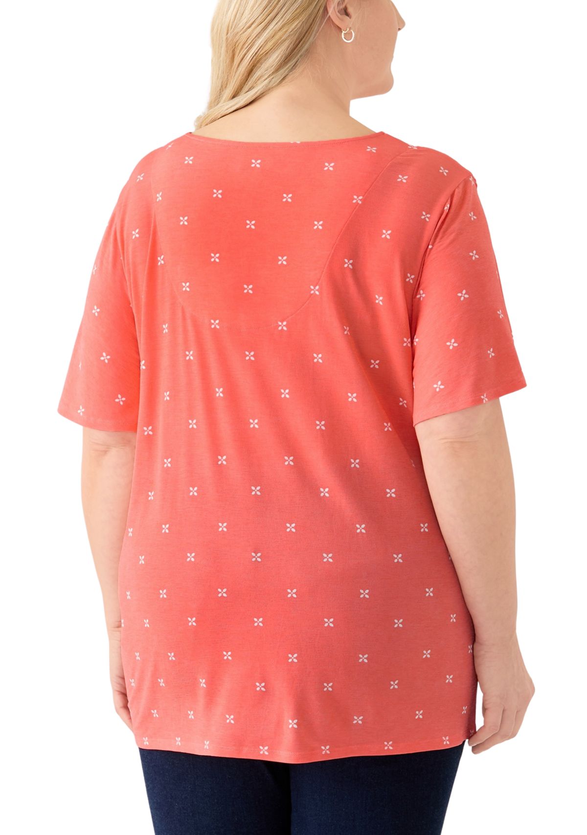 Plus Size Flutter Sleeve Button Front V-Neck Top