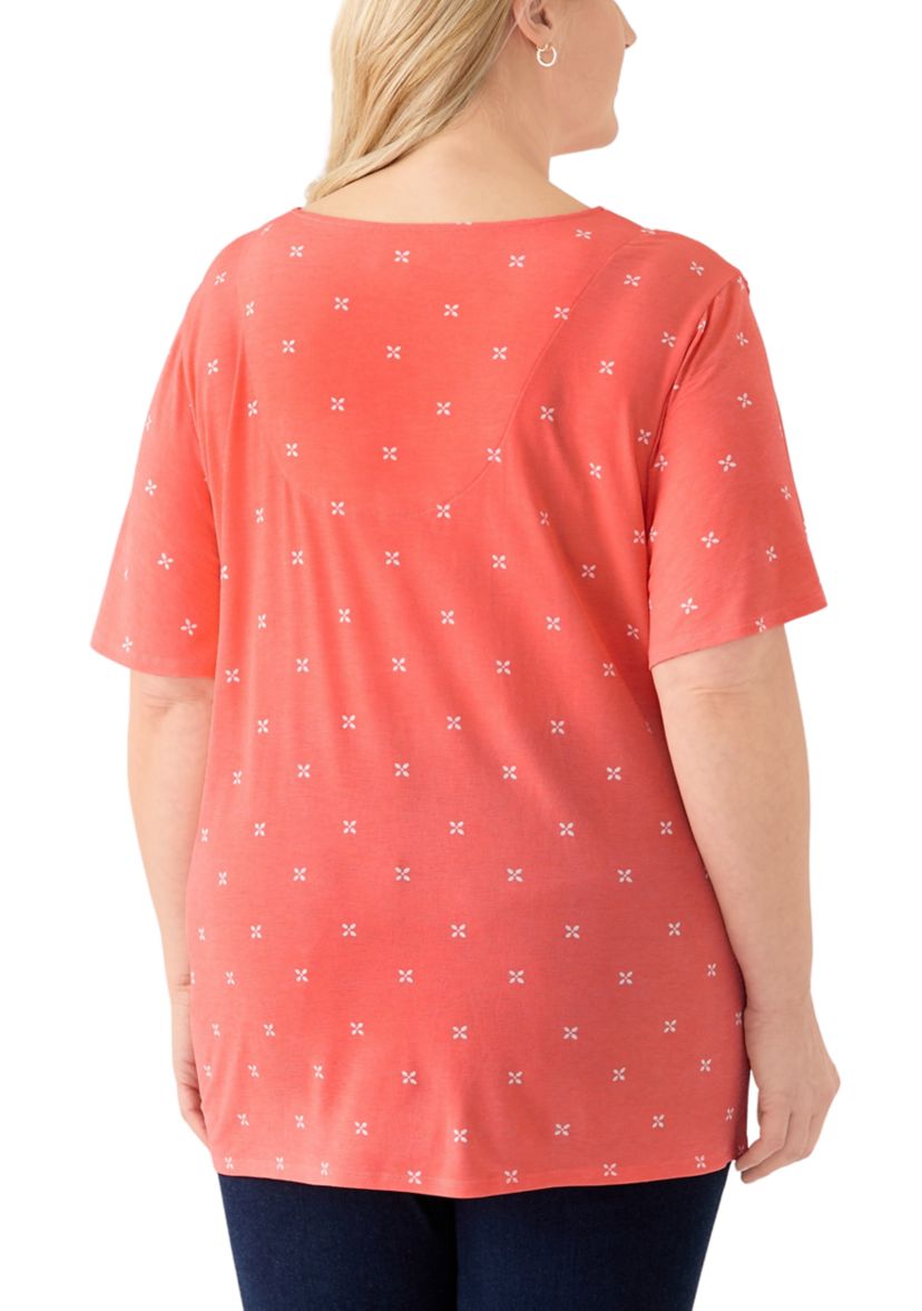 Plus Size Flutter Sleeve Button Front V-Neck Top