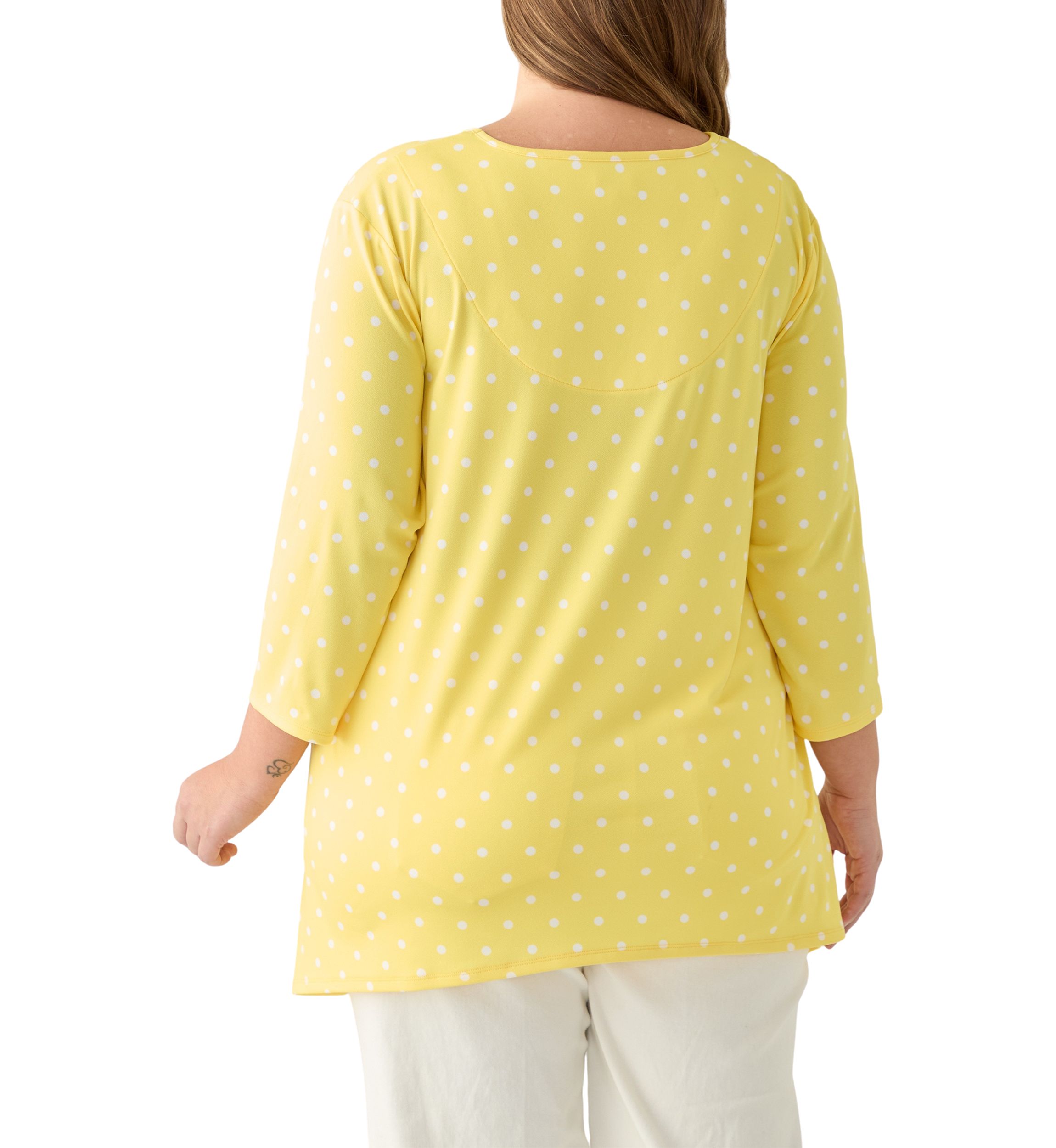 Plus Size 3/4 Sleeve Sharkbite Hem Tunic
