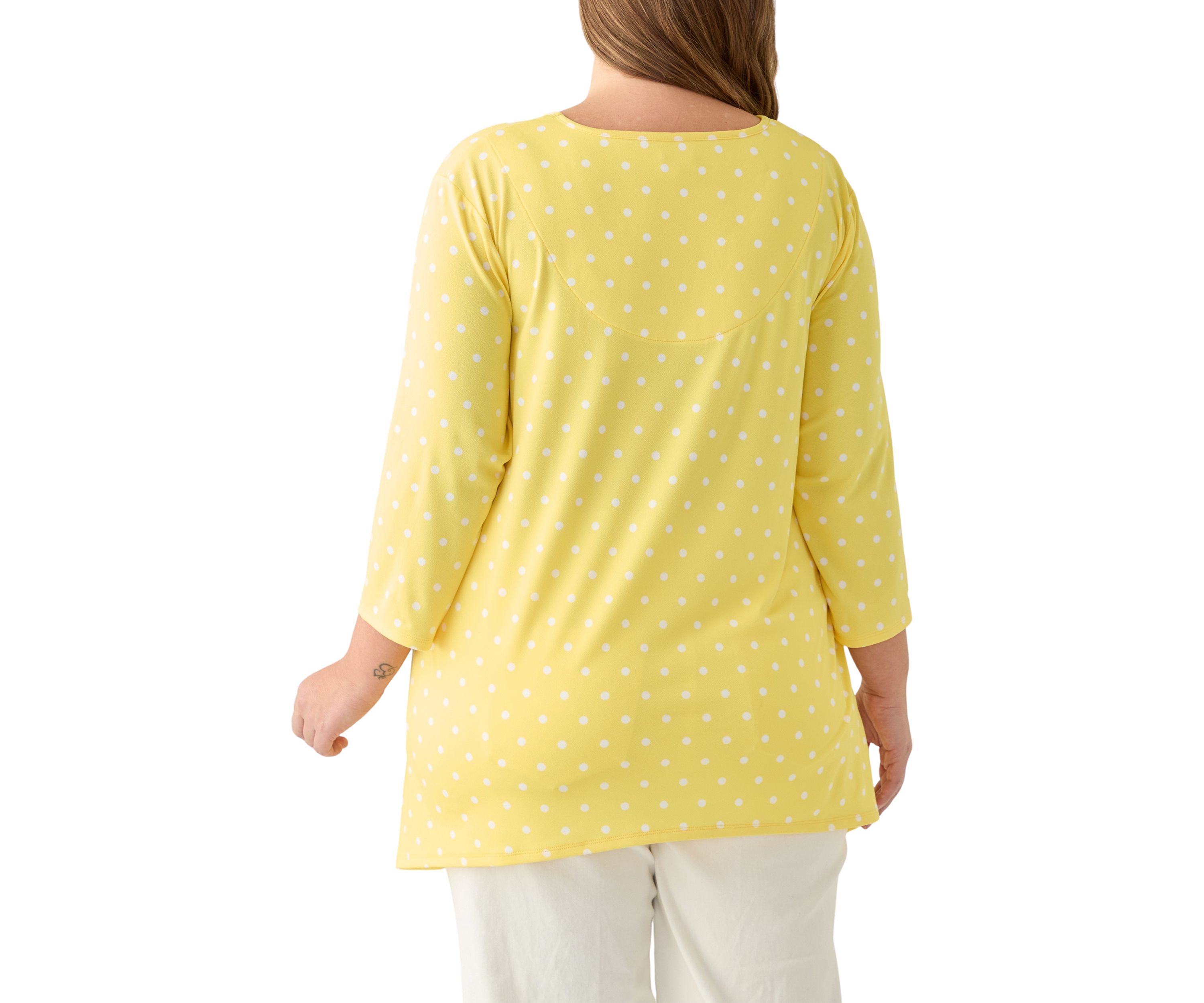Plus Size 3/4 Sleeve Sharkbite Hem Tunic