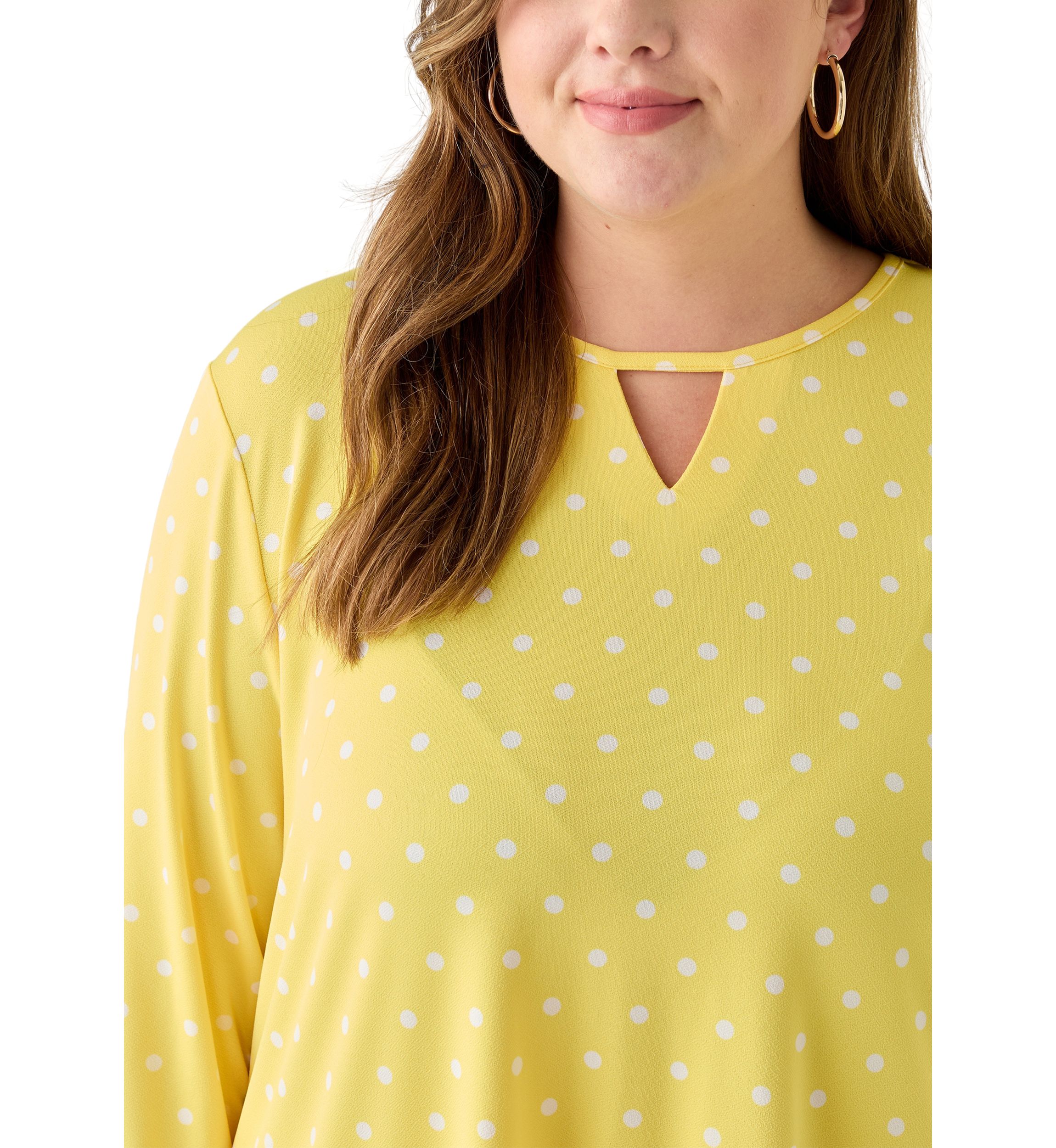Plus Size 3/4 Sleeve Sharkbite Hem Tunic