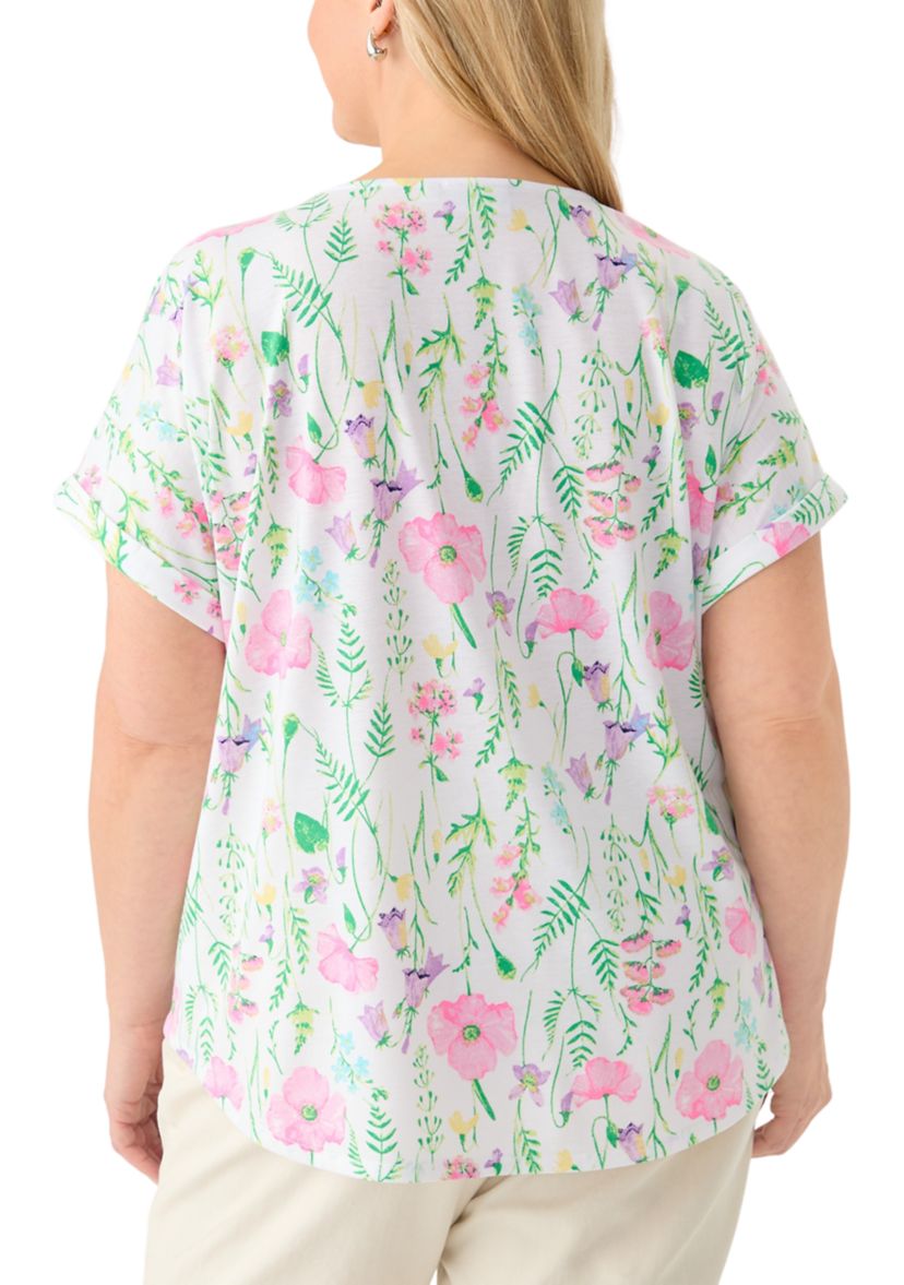 Plus Size Printed Knit Top