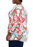 Plus Size Henley Aloha Floral Top