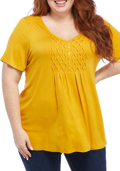 Kim Rogers® Plus Size Short Sleeve Honeycomb Knit