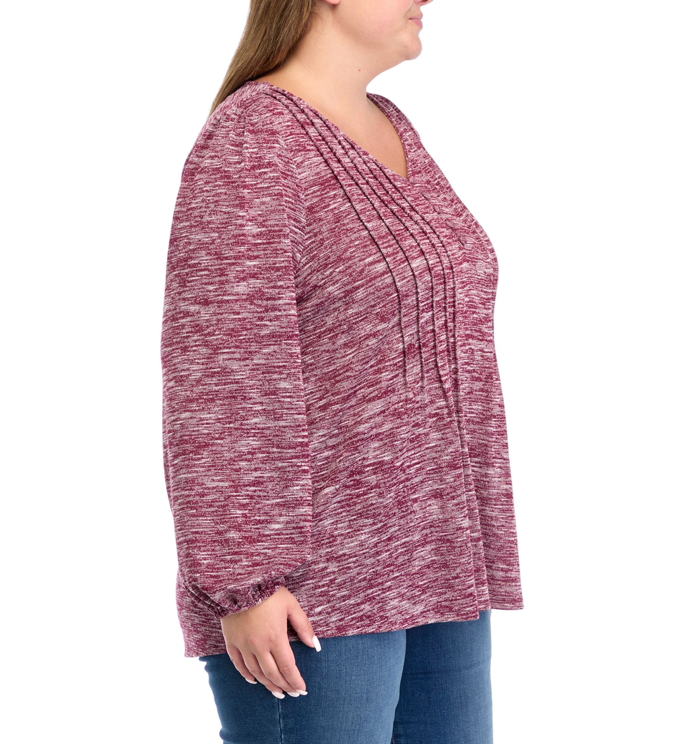 Plus Size Long Sleeve Henley Heather Top