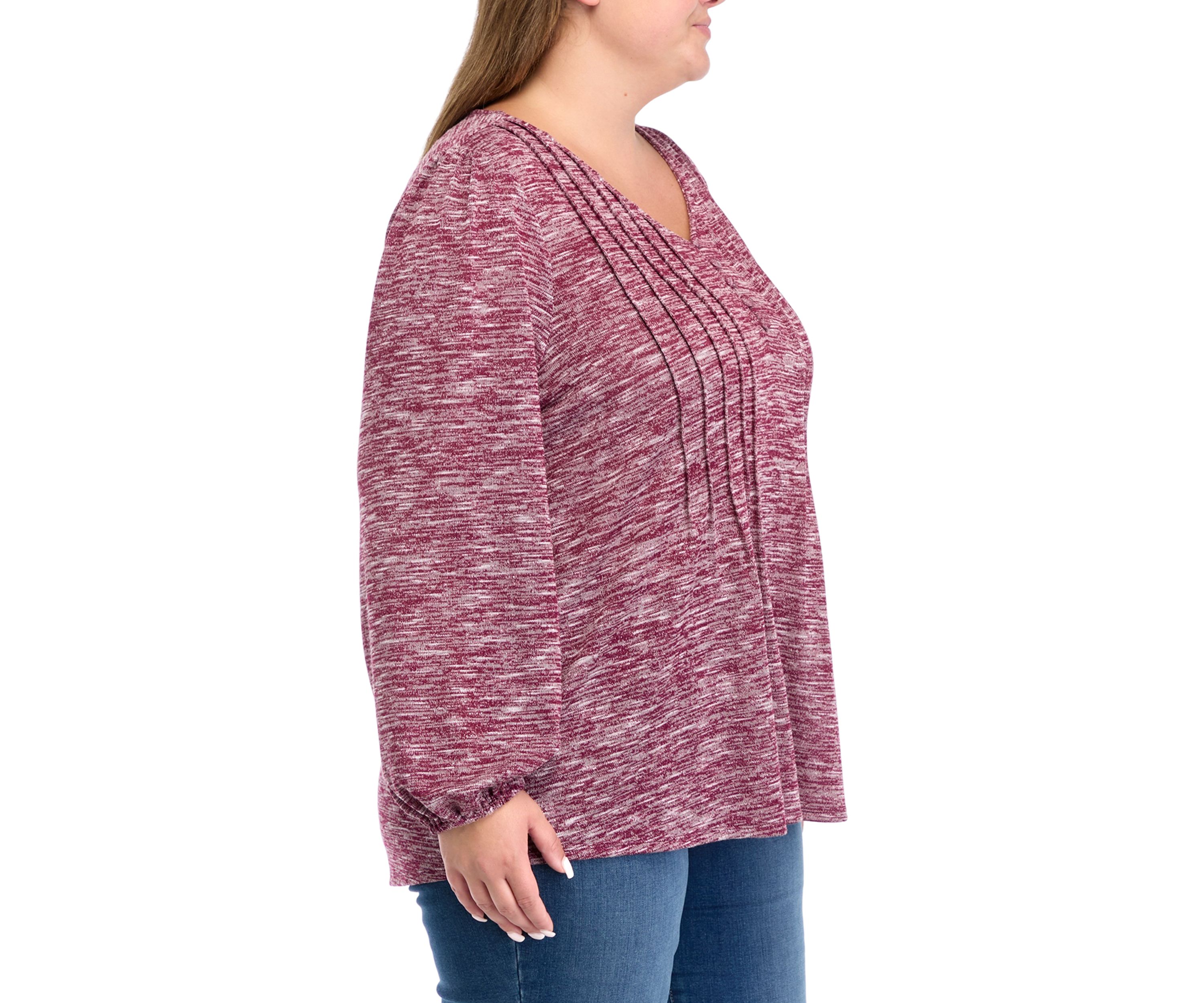 Plus Size Long Sleeve Henley Heather Top